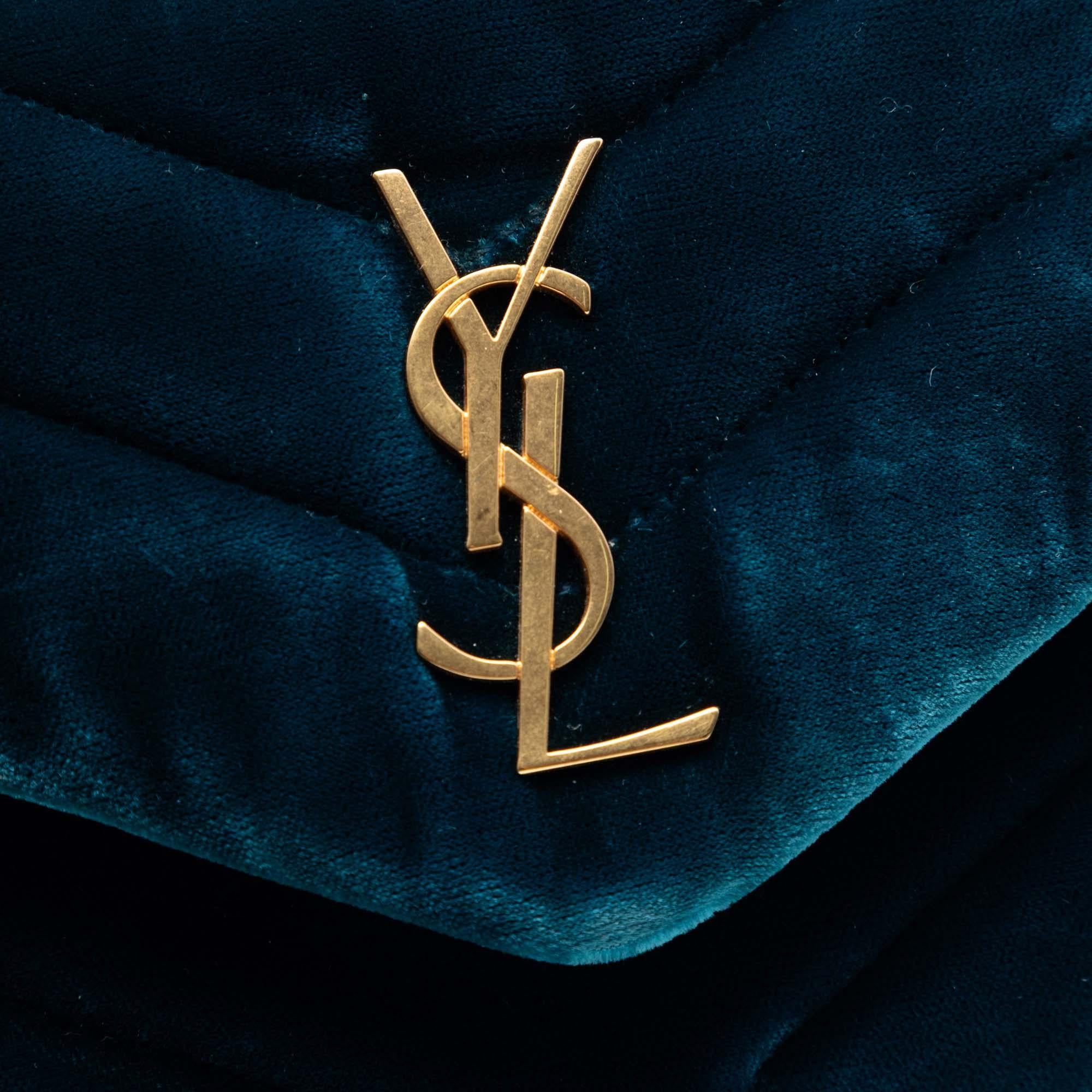 Saint Laurent Small Matelasse Velvet Monogram LouLou Shoulder Bag