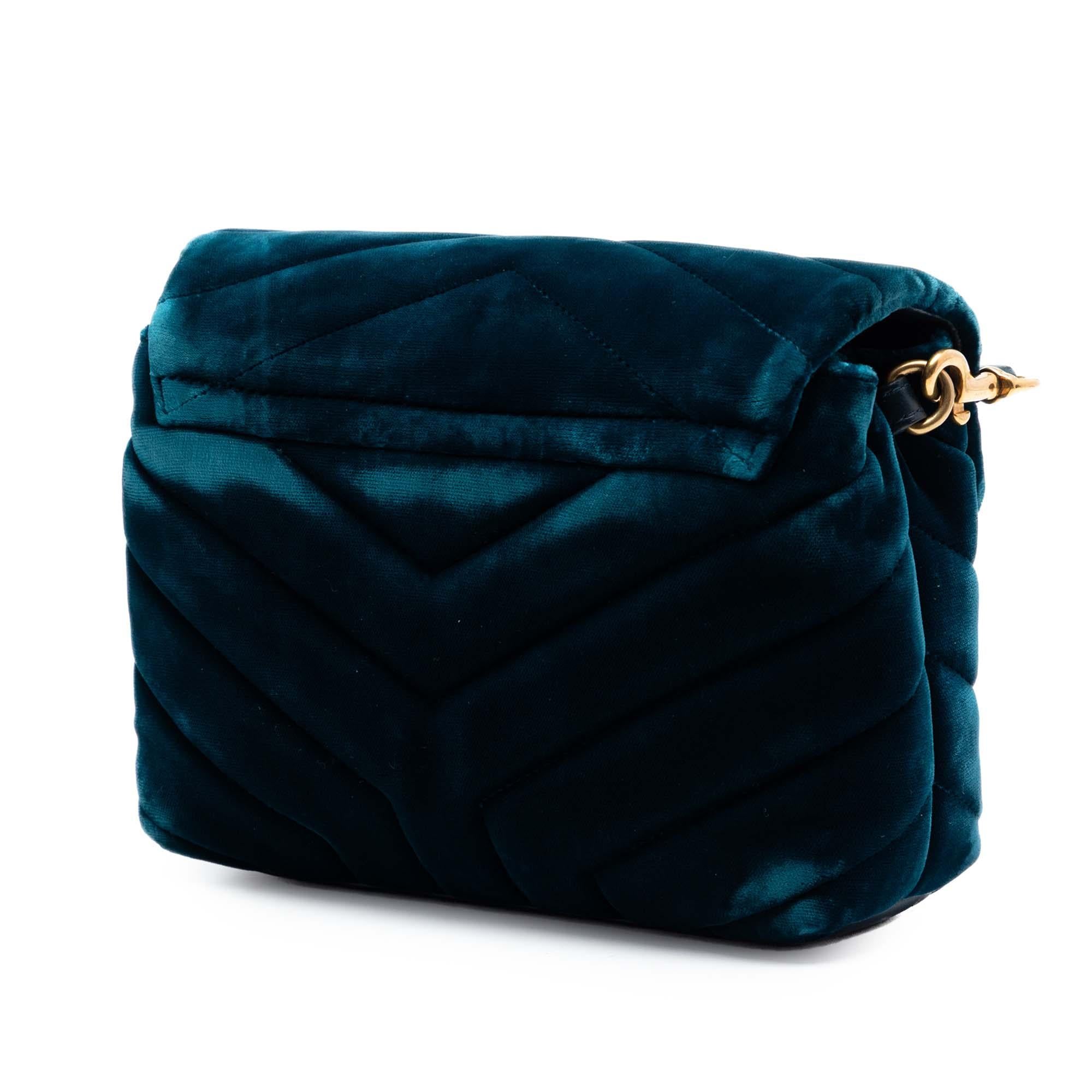 Saint Laurent Small Matelasse Velvet Monogram LouLou Shoulder Bag