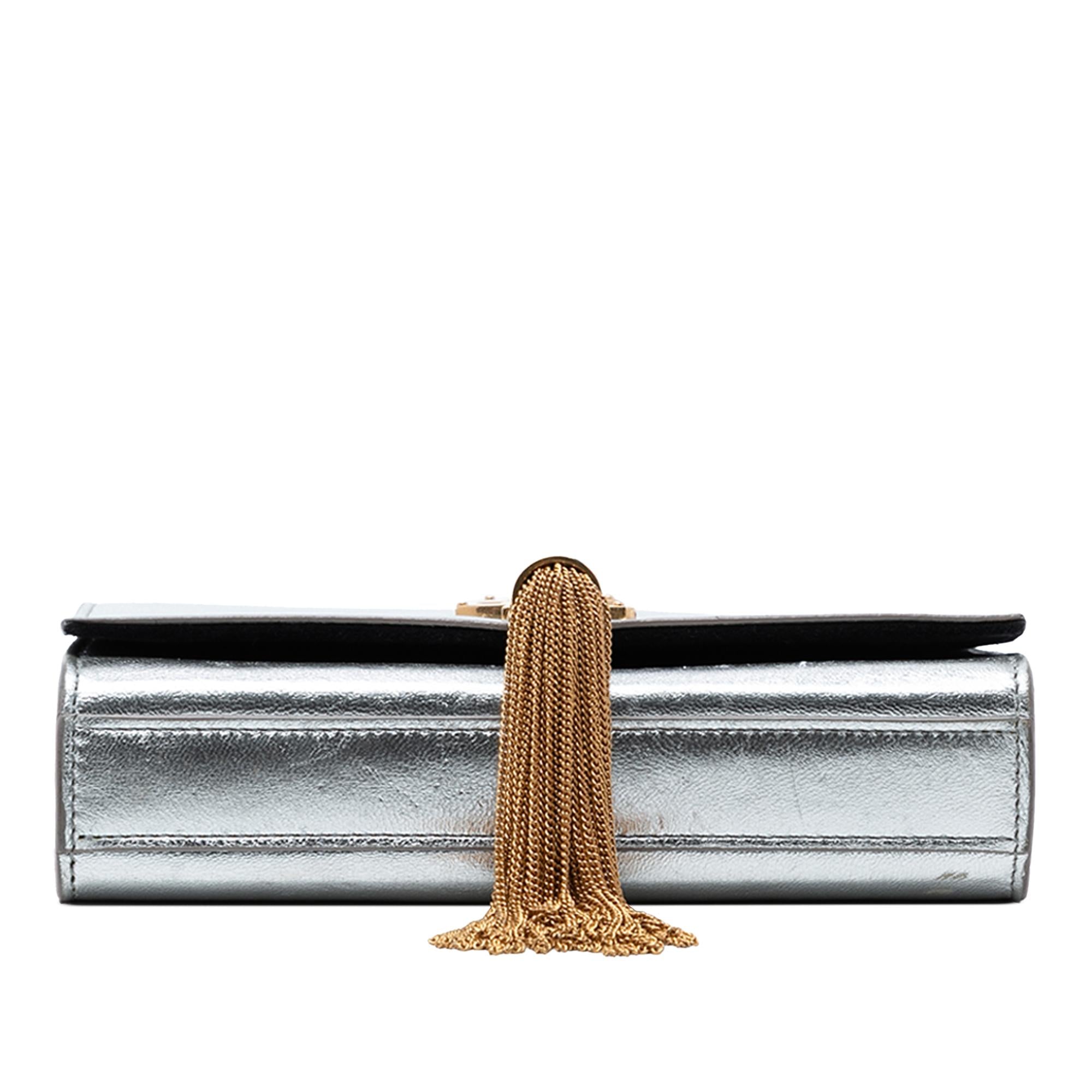 Saint Laurent Small Metallic Calfskin Monogram Kate Tassel Crossbody