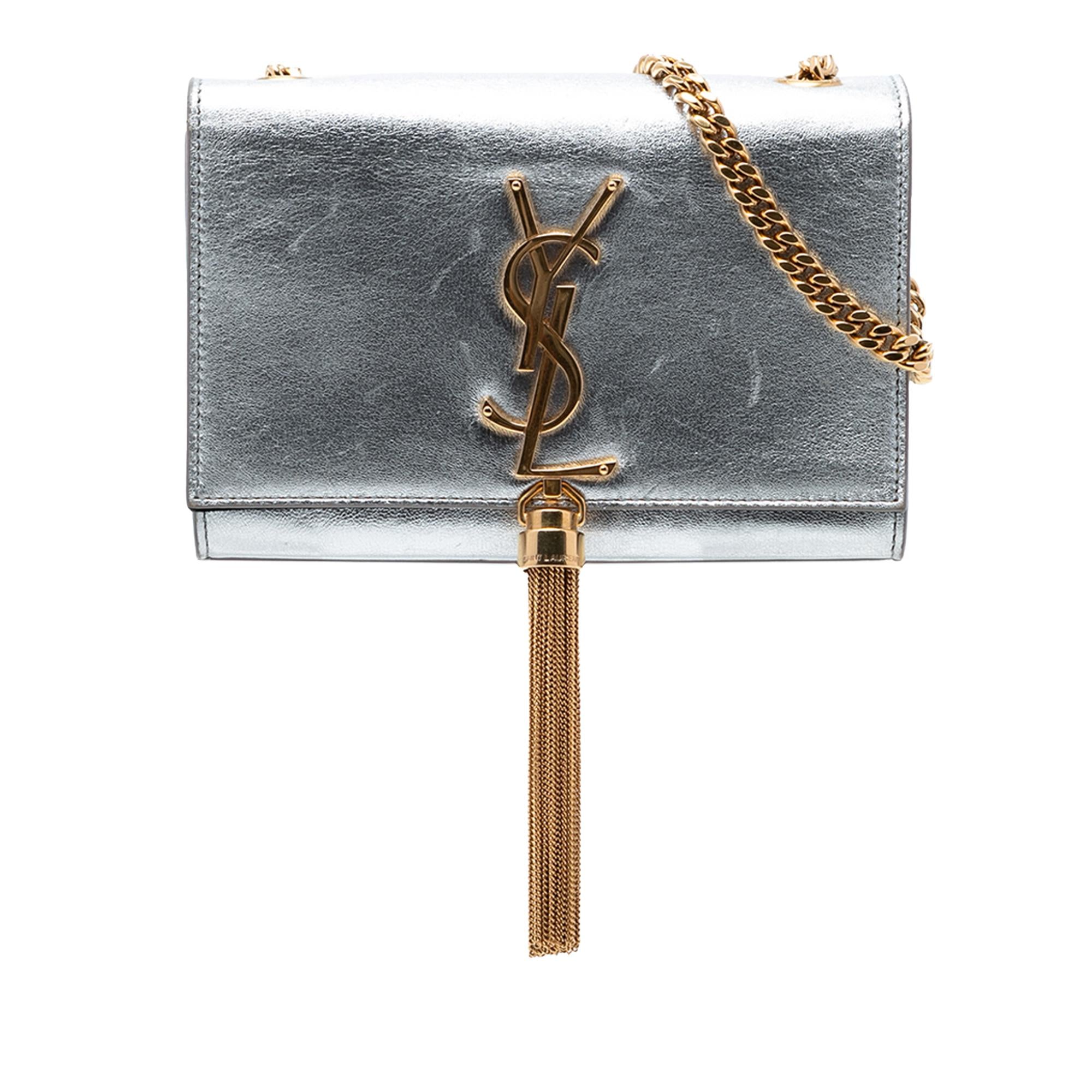 Saint Laurent Small Metallic Calfskin Monogram Kate Tassel Crossbody