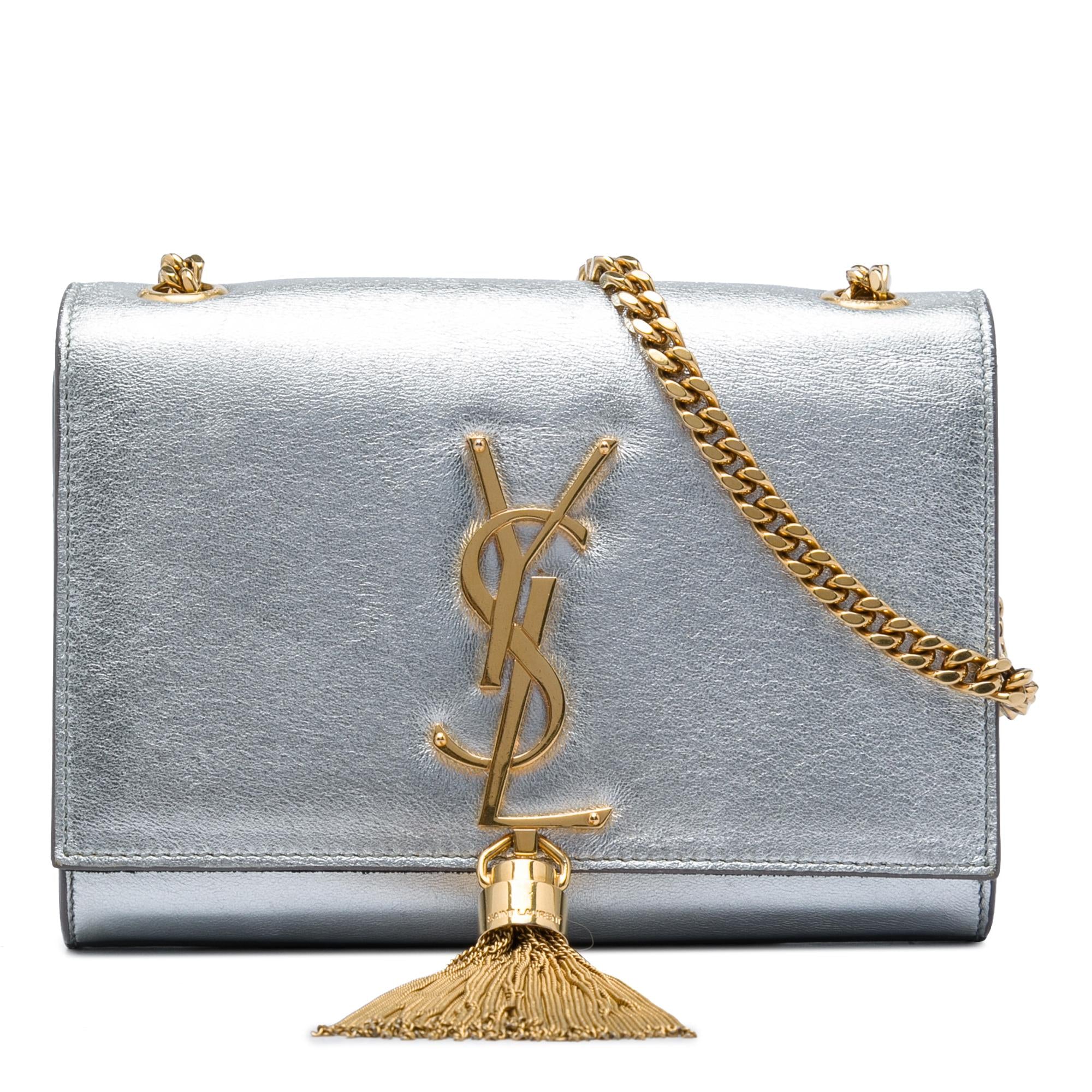 Saint Laurent Small Metallic Calfskin Monogram Kate Tassel Crossbody