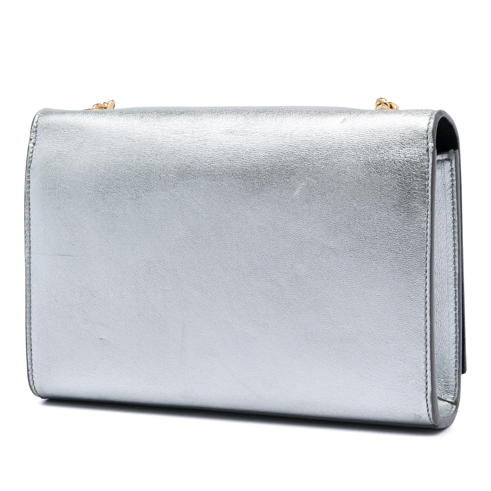 Saint Laurent Small Metallic Calfskin Monogram Kate Tassel Crossbody