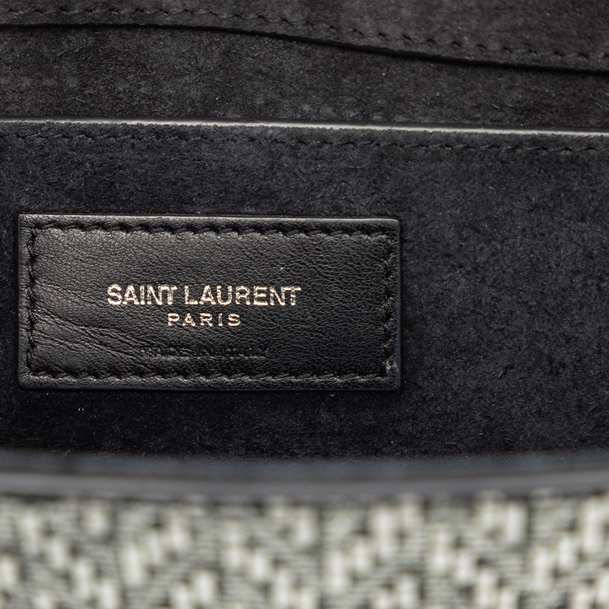 Saint Laurent Small Metallic Chevron Calfskin Monogram Kate Crossbody