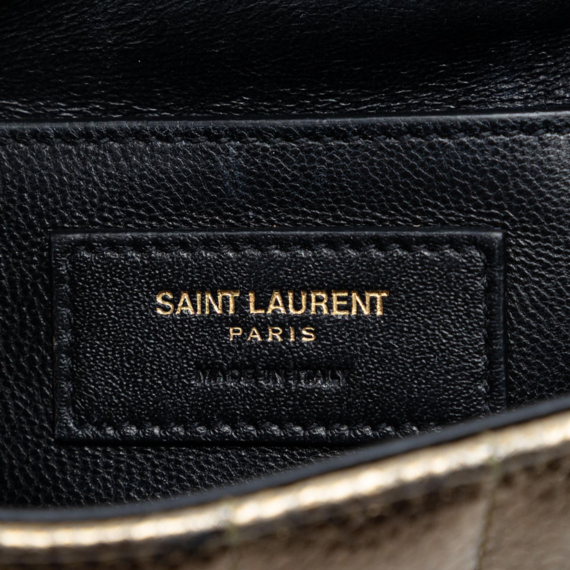 Saint Laurent Small Metallic Grain De Poudre Monogram Vicky Chain Bag