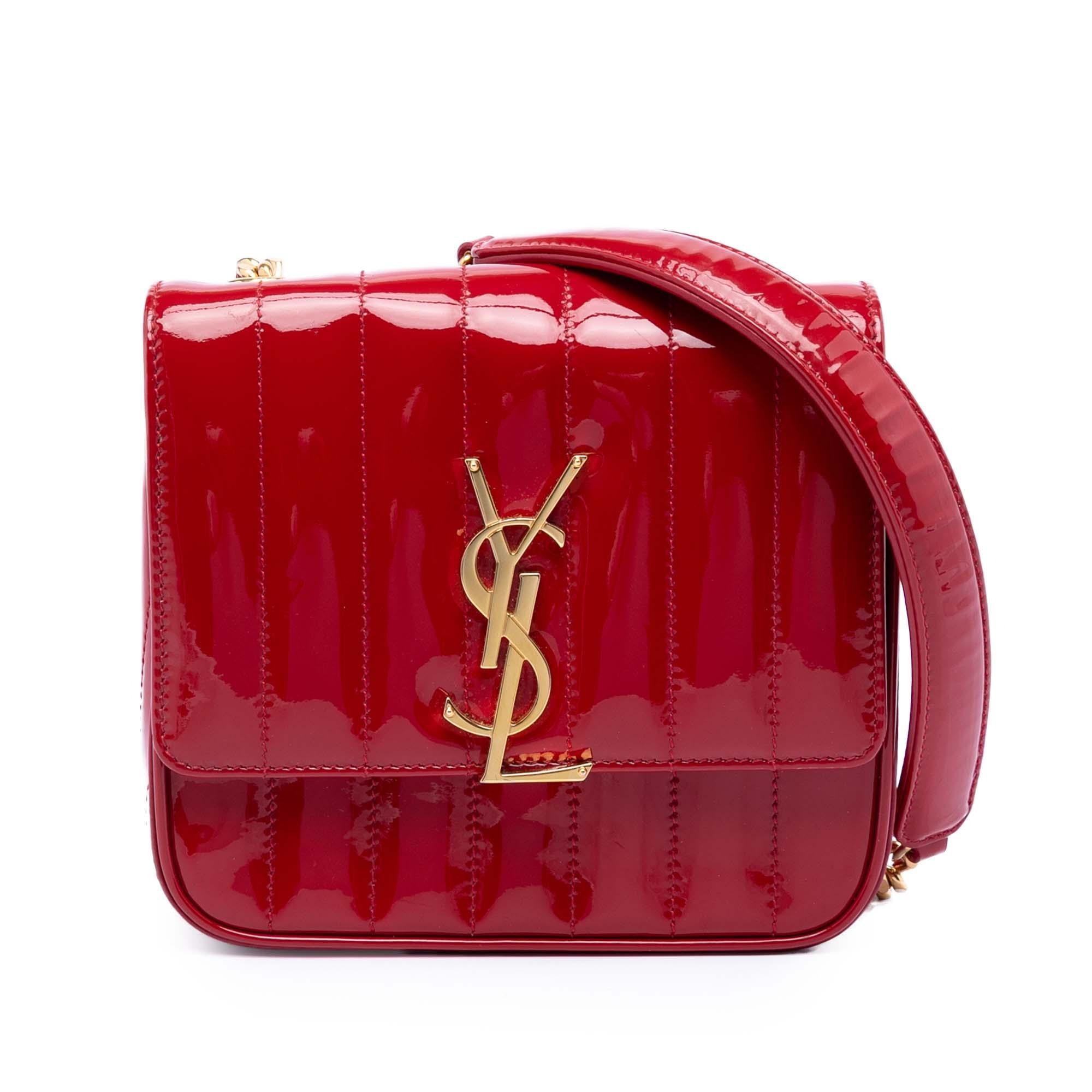 Saint Laurent Small Patent Monogram Vicky Chain Bag