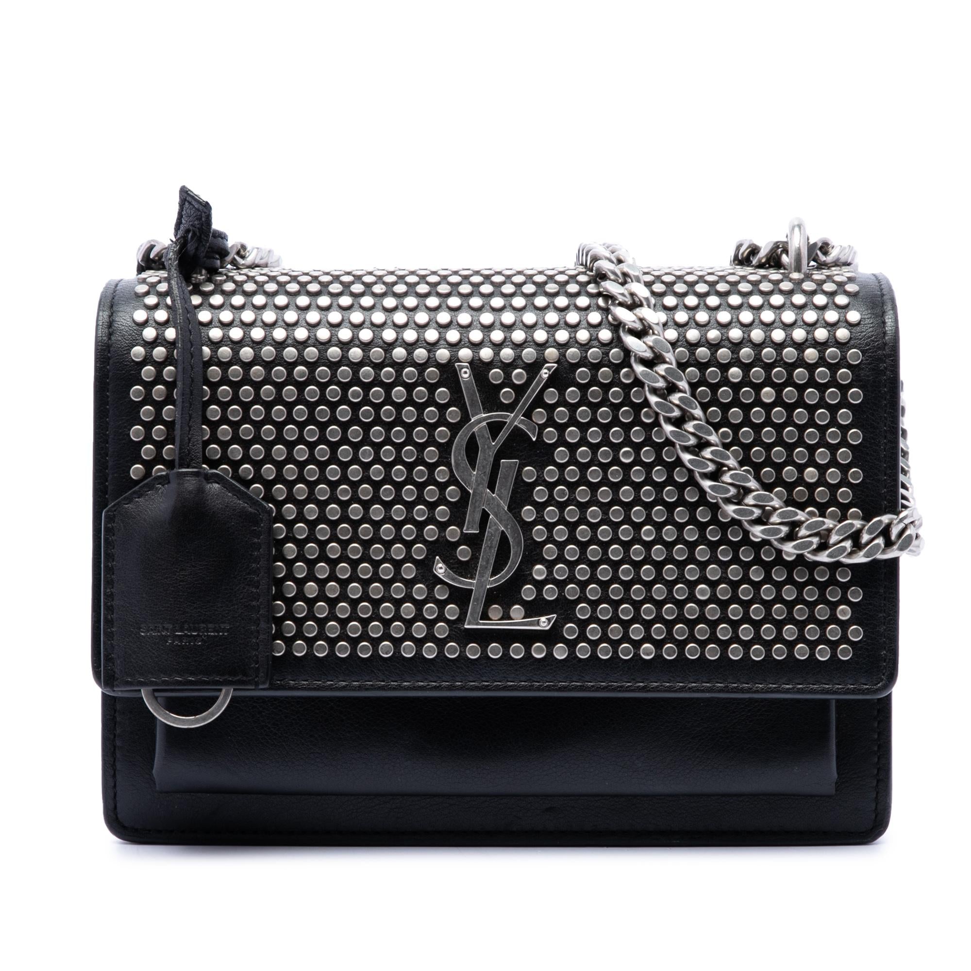 Saint Laurent Small Studded Calfskin Monogram Sunset Crossbody