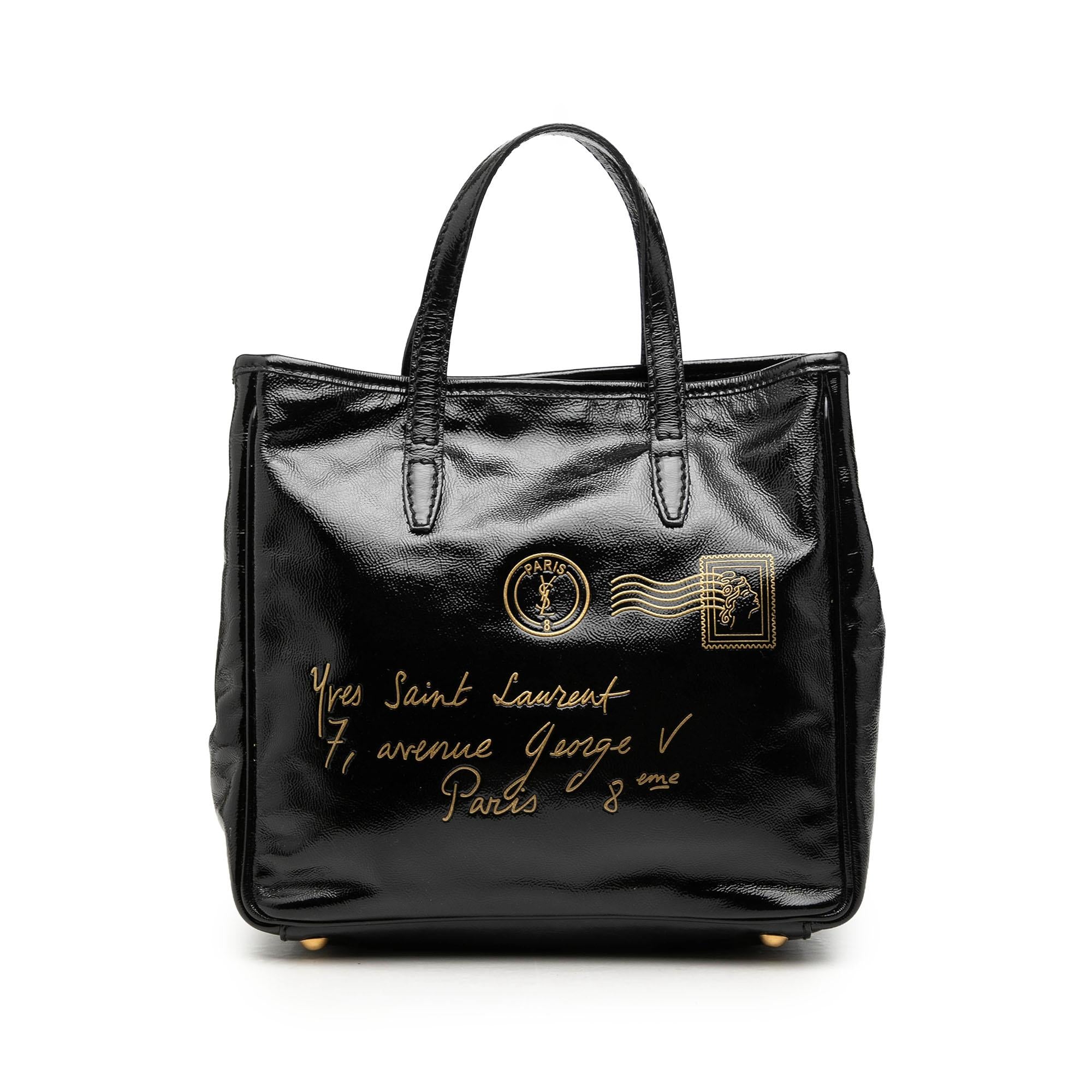 Saint Laurent Small Textured Patent Y Mail Tote