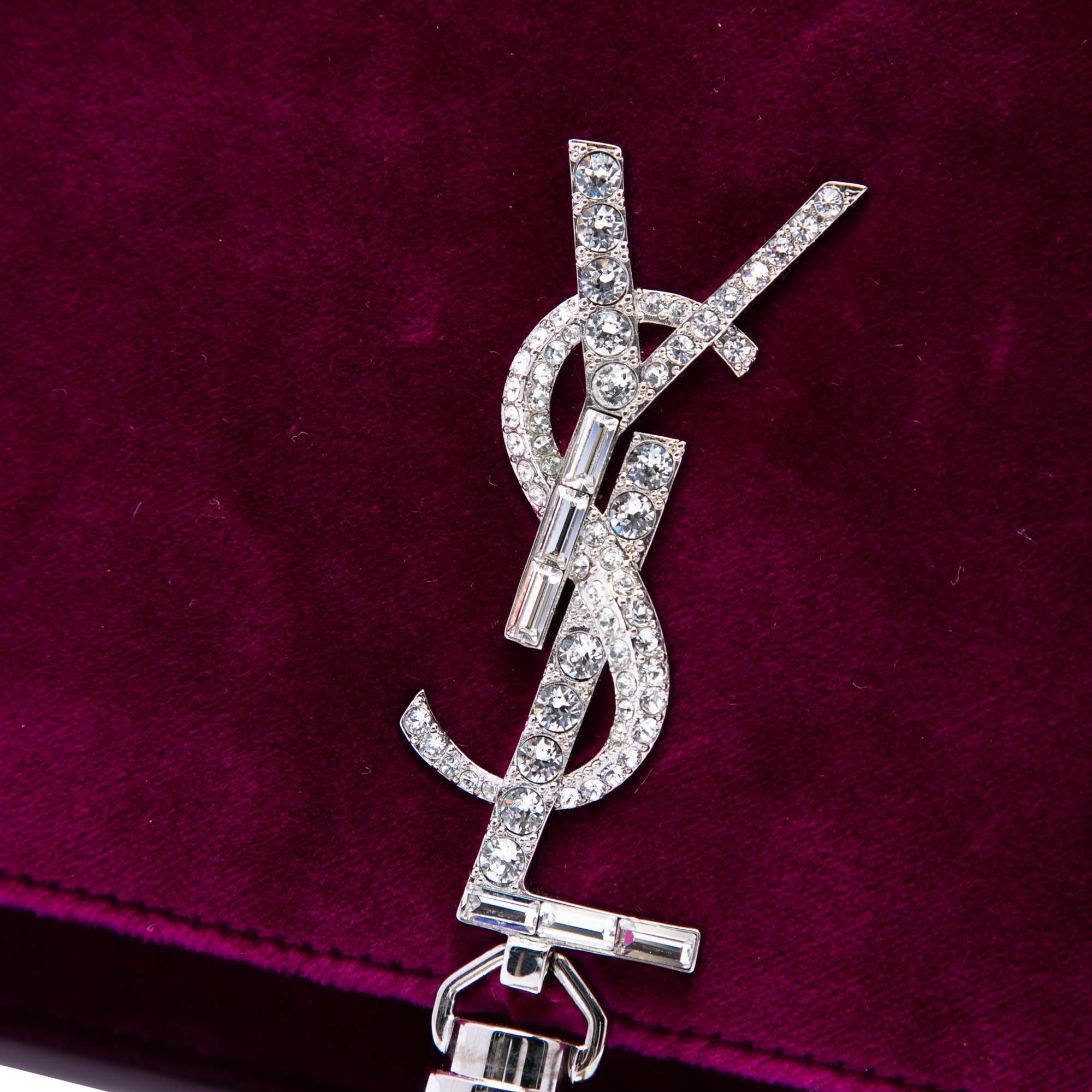 Saint Laurent Small Velvet Monogram Kate Tassel Crossbody