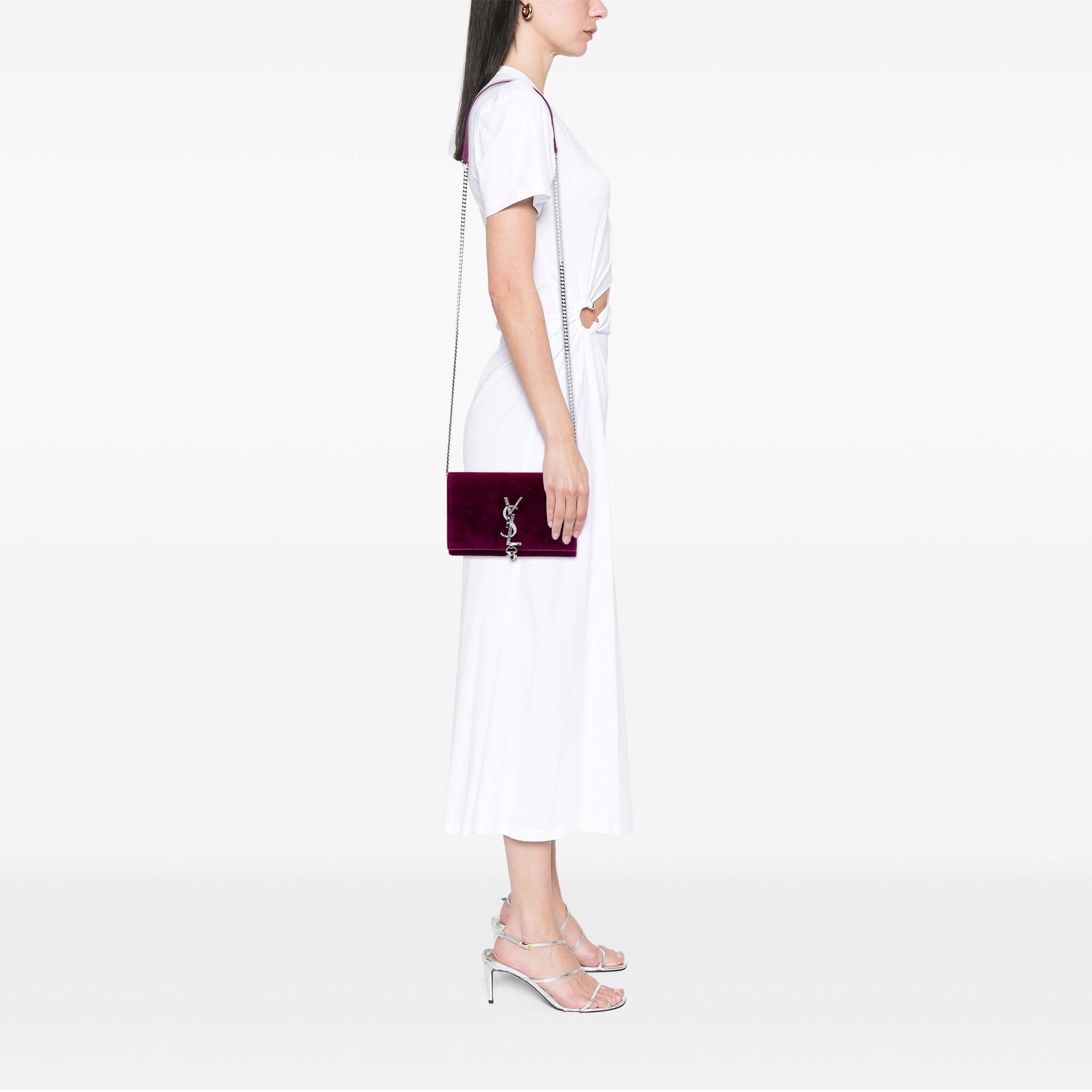 Saint Laurent Small Velvet Monogram Kate Tassel Crossbody