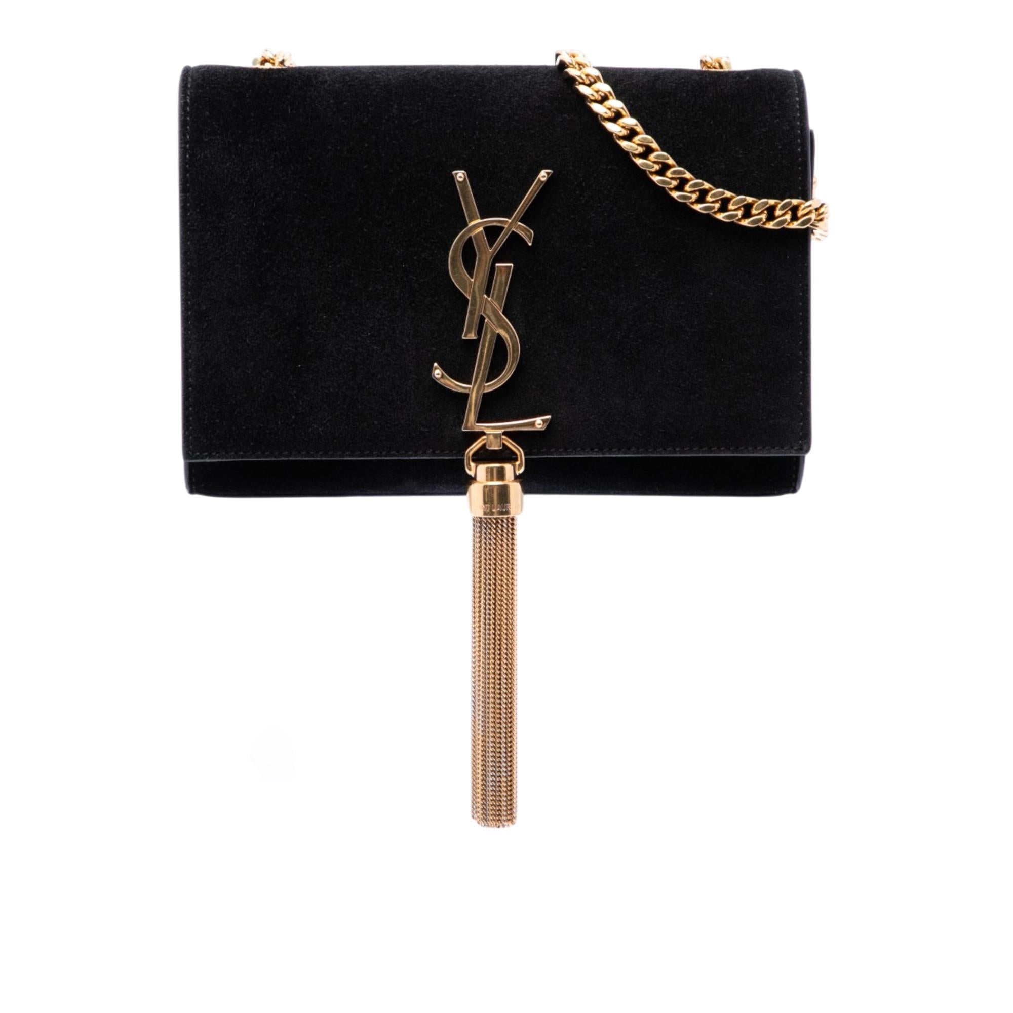 Saint Laurent Small Velvet Monogram Kate Tassel Crossbody