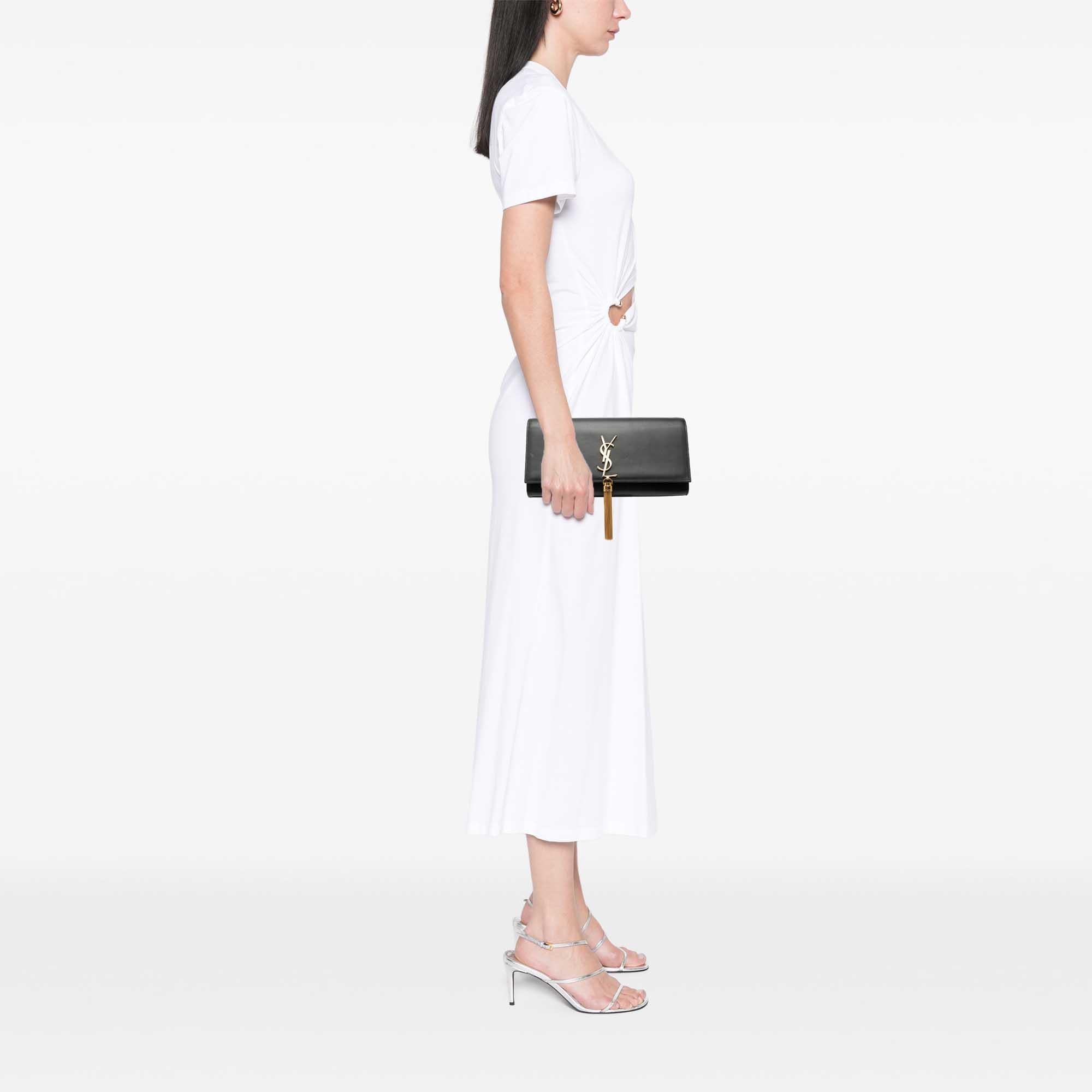 Saint Laurent Smooth Calfskin Cassandre Tassel Clutch