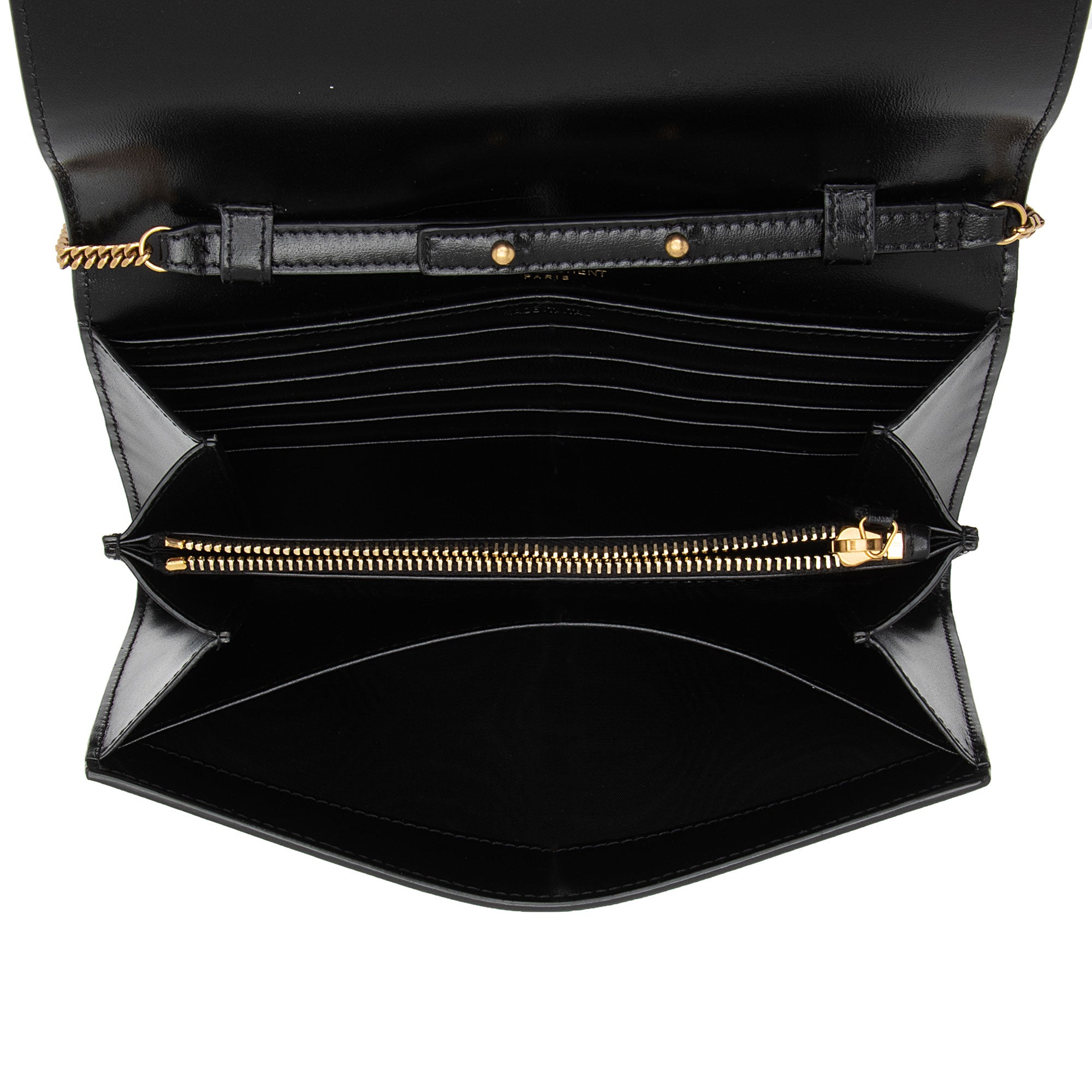 Saint Laurent Smooth Calfskin Monogram Cassandre Chain Wallet (SHF-O6MCNA)