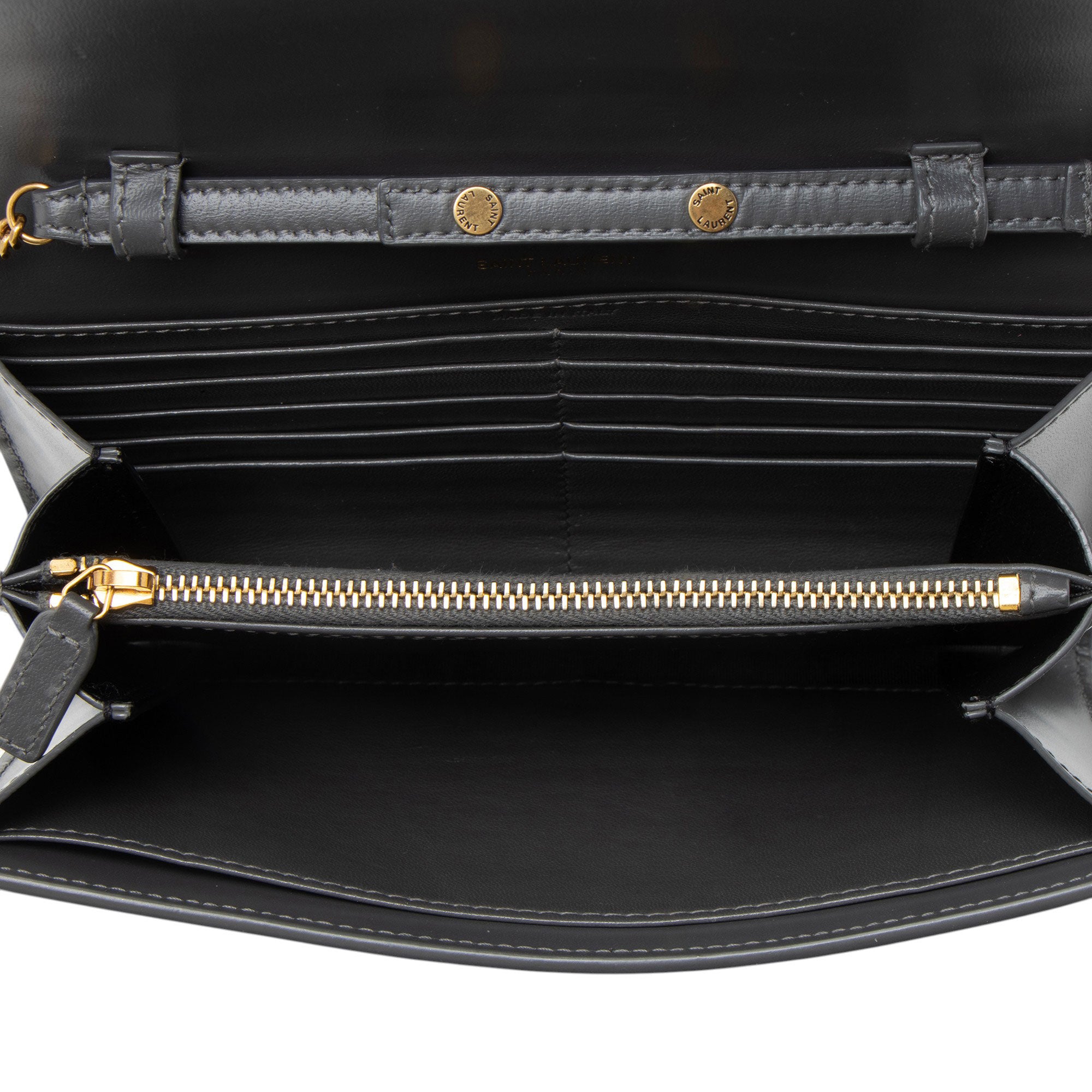 Saint Laurent Smooth Calfskin Monogram Cassandre Chain Wallet