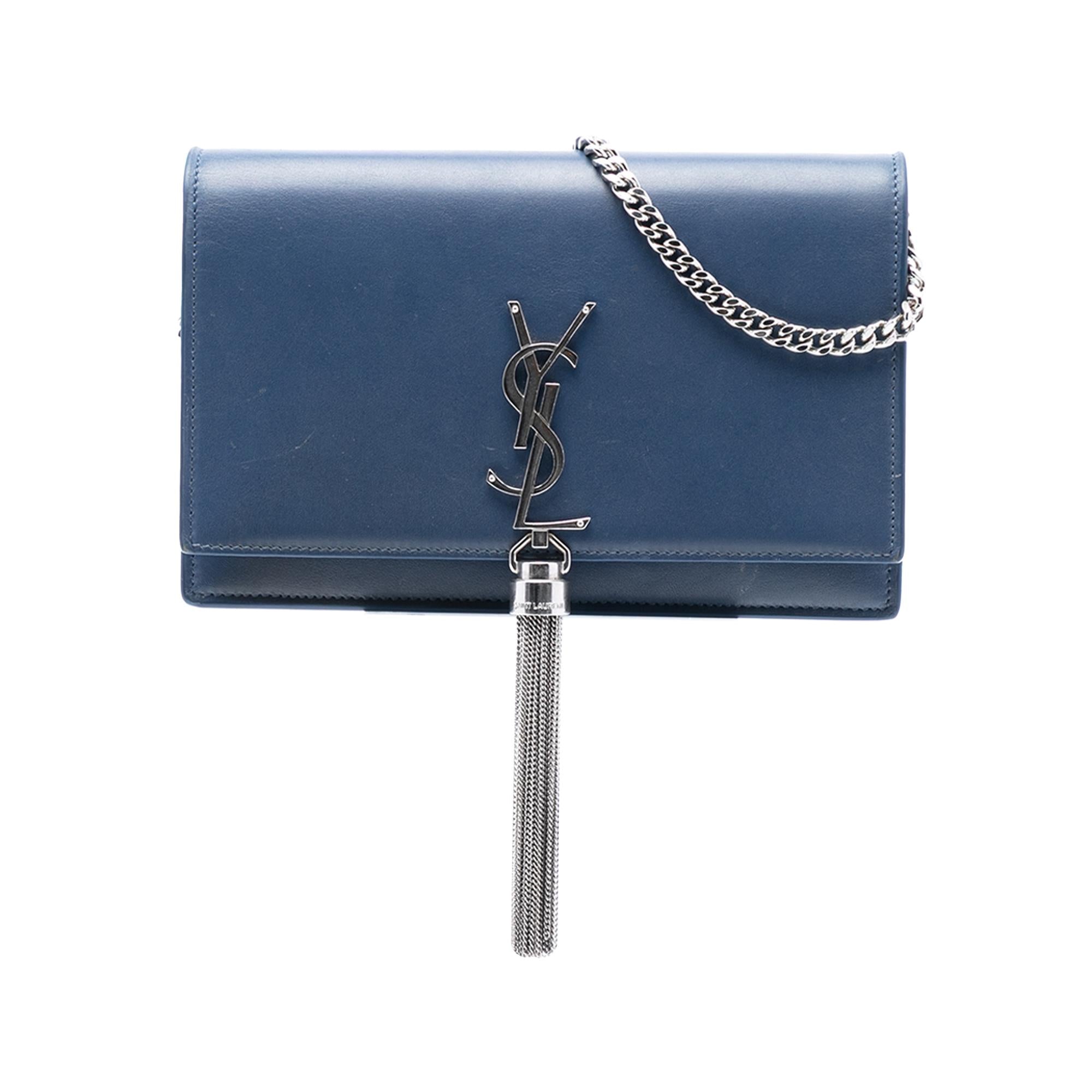 Saint Laurent Smooth Calfskin Monogram Kate Tassel Wallet on Chain