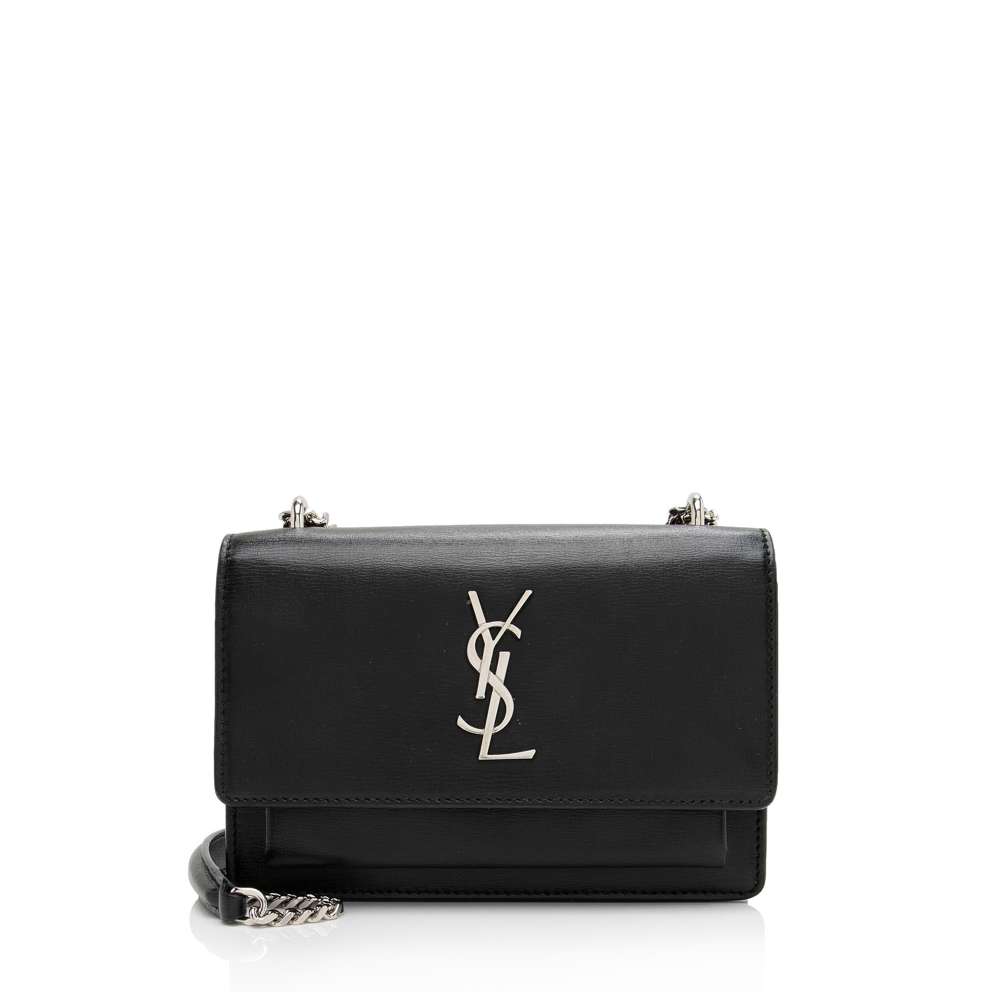 Saint Laurent Smooth Calfskin Monogram Sunset Mini Wallet on Chain Bag (SHF-JIh0bZ)