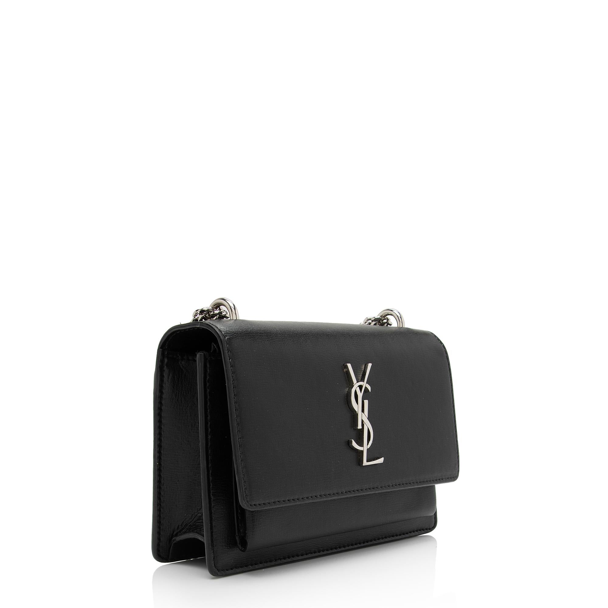 Saint Laurent Smooth Calfskin Monogram Sunset Mini Wallet on Chain Bag (SHF-JIh0bZ)