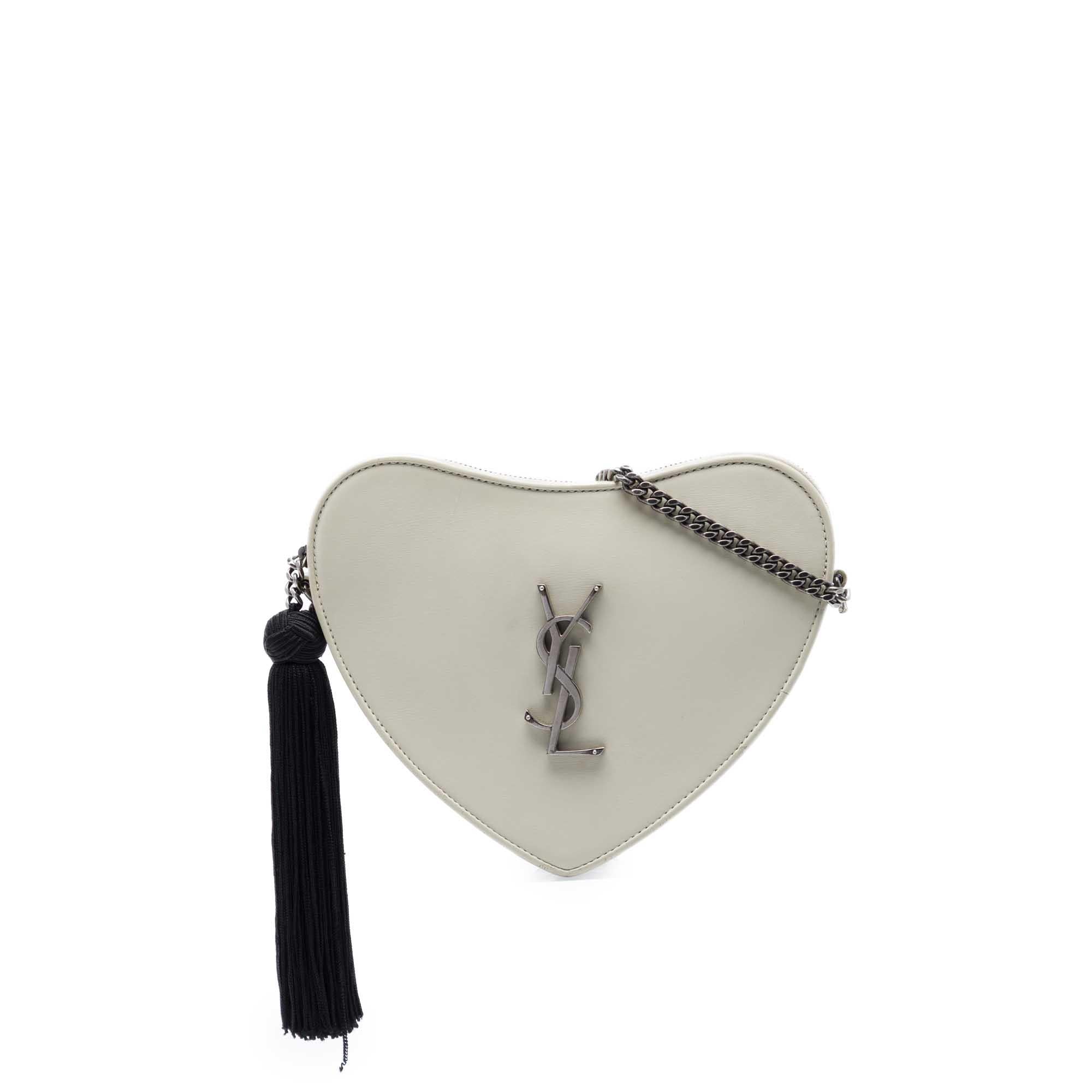 Saint Laurent Smooth Calfskin Sac Coeur Heart Tassel Crossbody