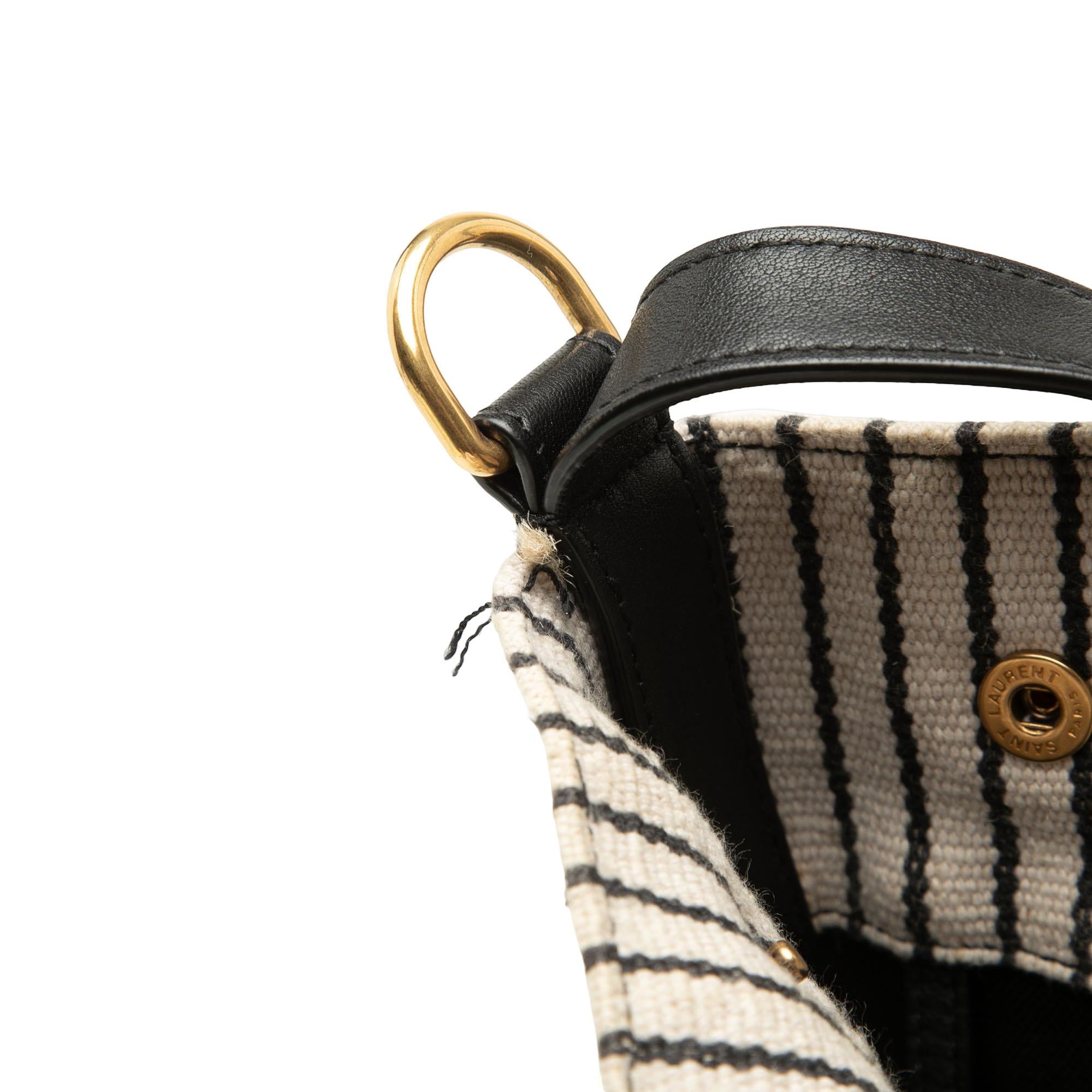 Saint Laurent Striped Canvas Rive Gauche Bucket Bag