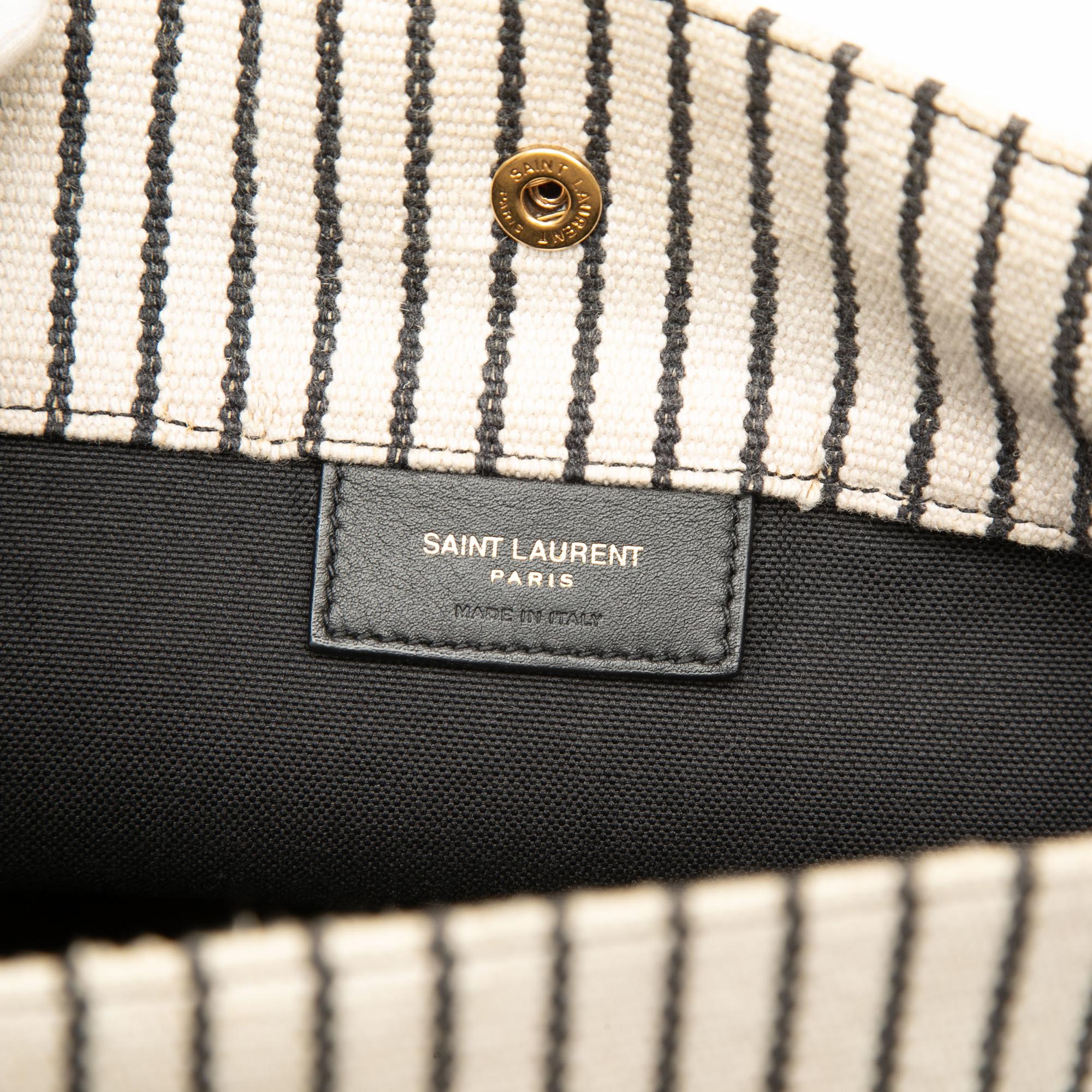 Saint Laurent Striped Canvas Rive Gauche Bucket Bag