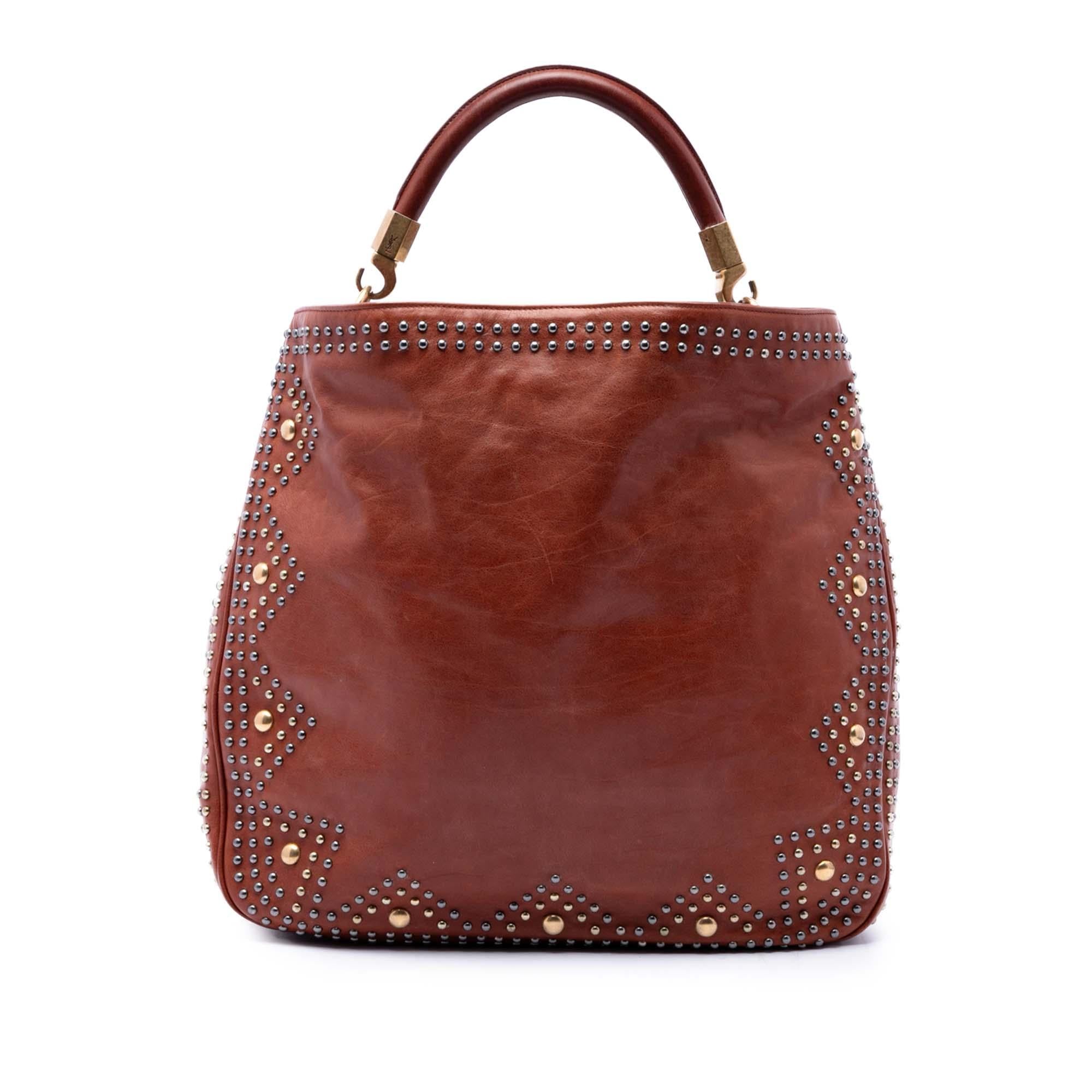 Saint Laurent Studded Calfskin Roady Hobo