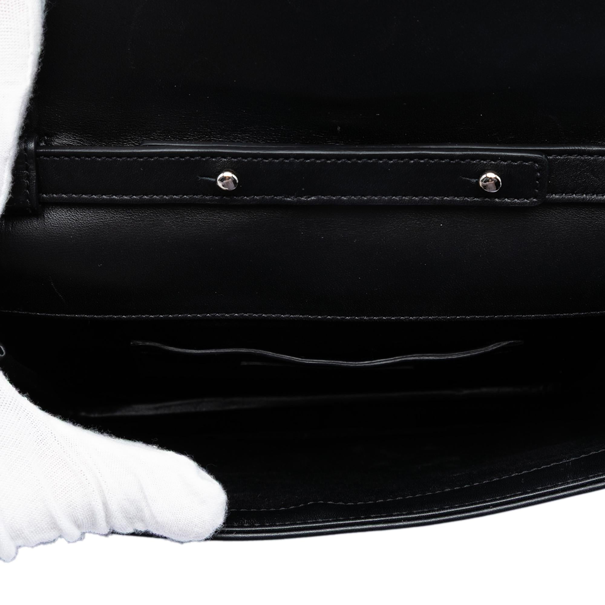 Saint Laurent Studded Chevron Calfskin Monogram Envelope Chain Flap