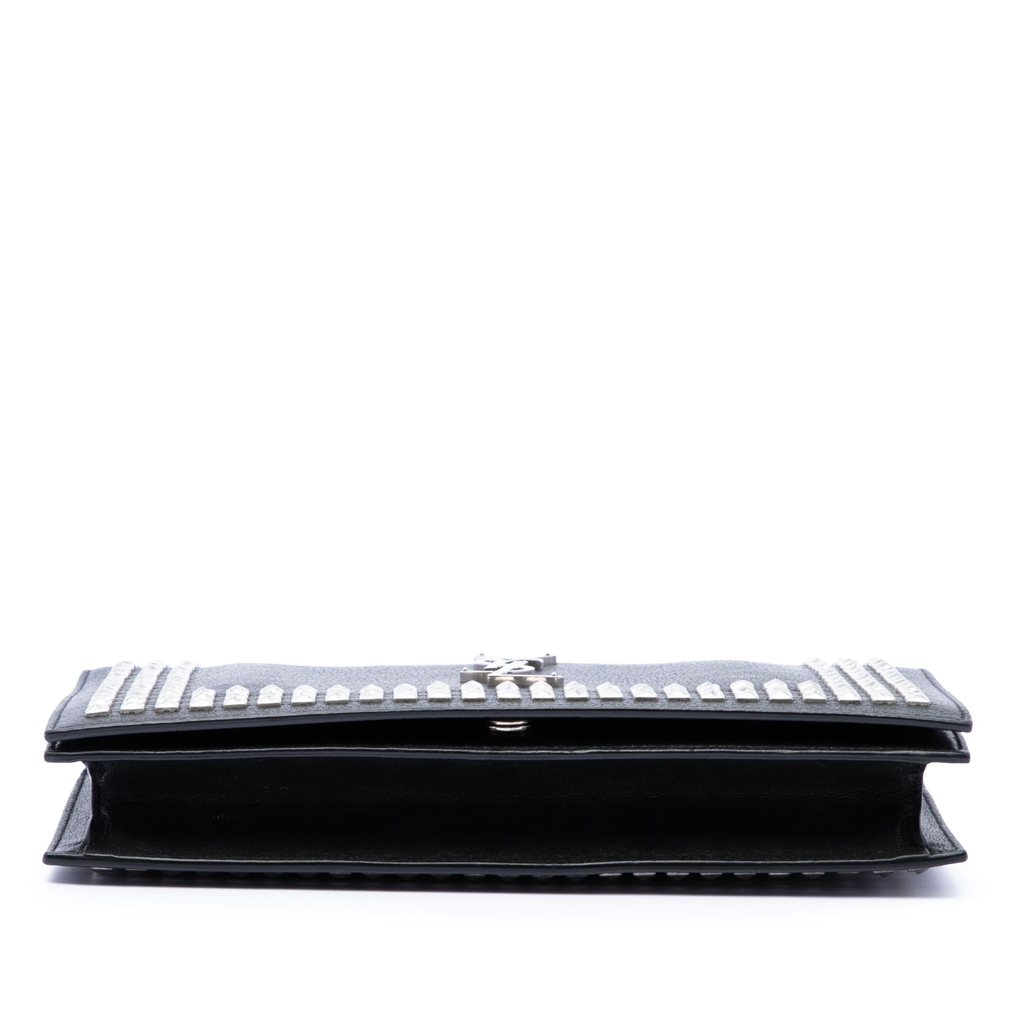 Saint Laurent Studded Leather Monogram Clutch