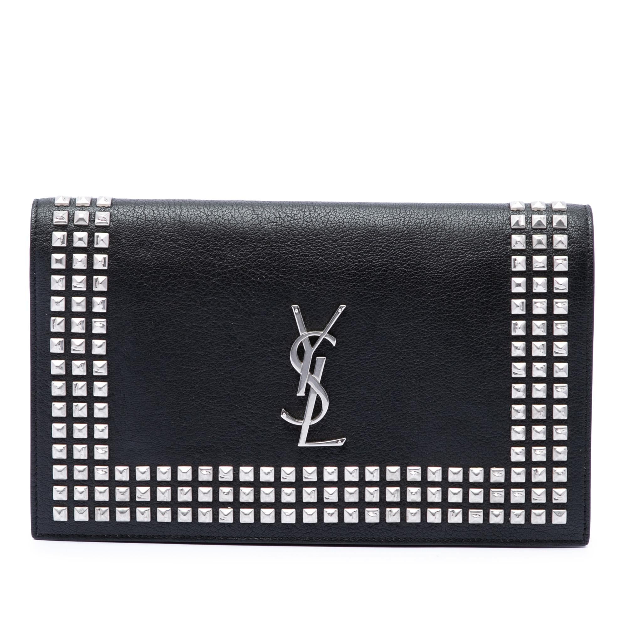 Saint Laurent Studded Leather Monogram Clutch