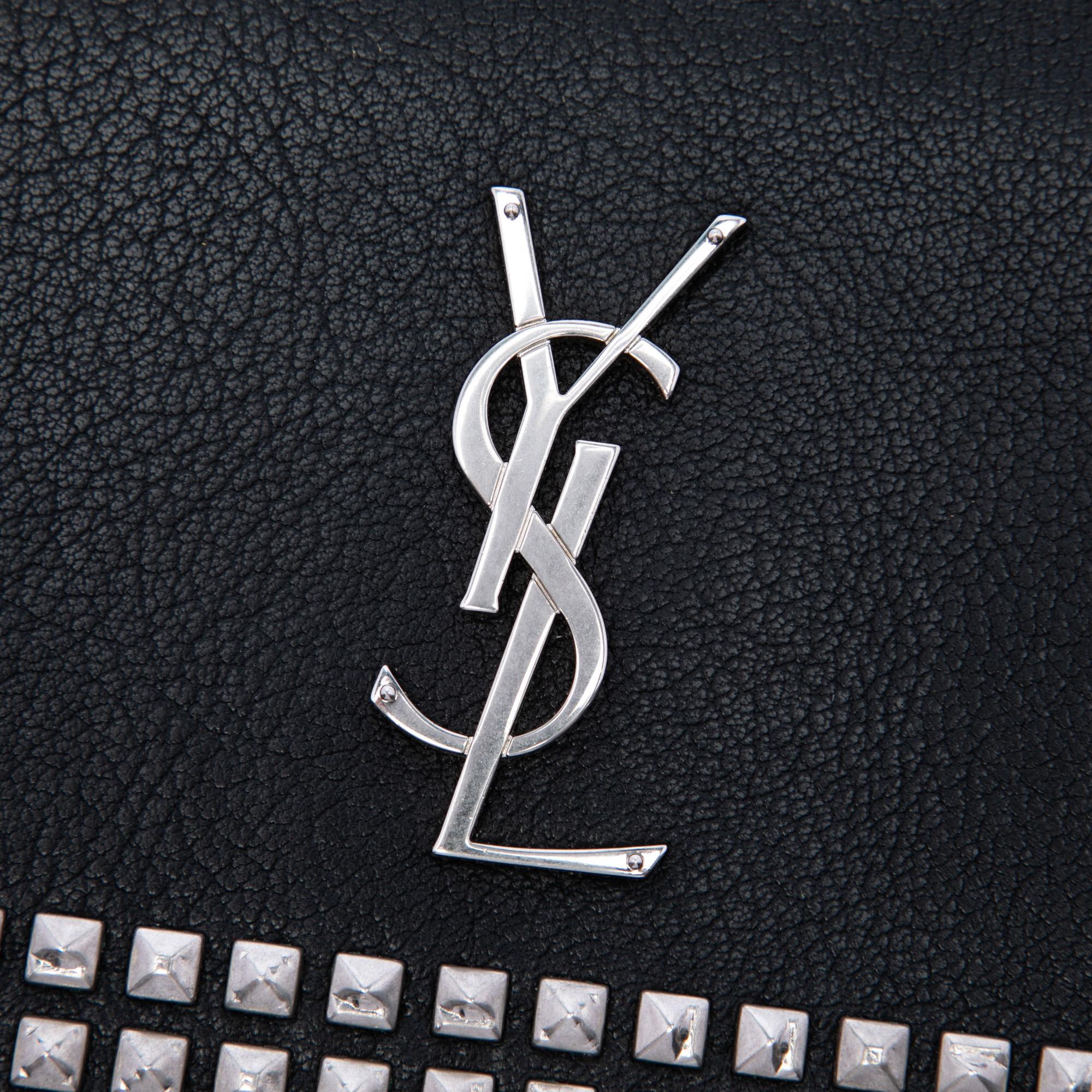 Saint Laurent Studded Leather Monogram Clutch