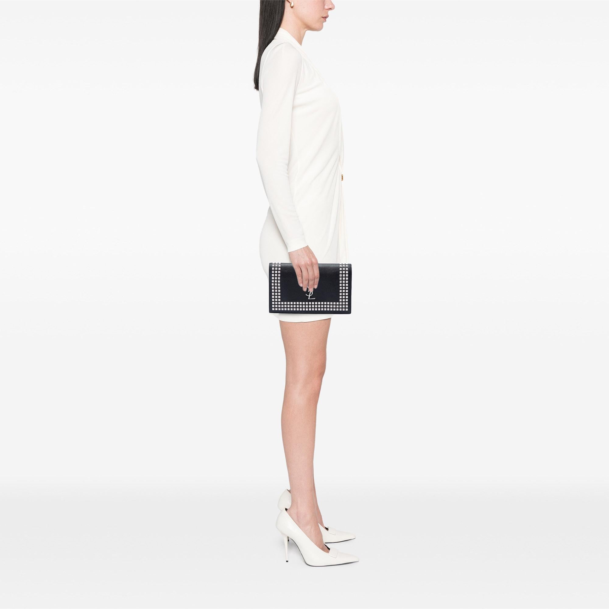 Saint Laurent Studded Leather Monogram Clutch