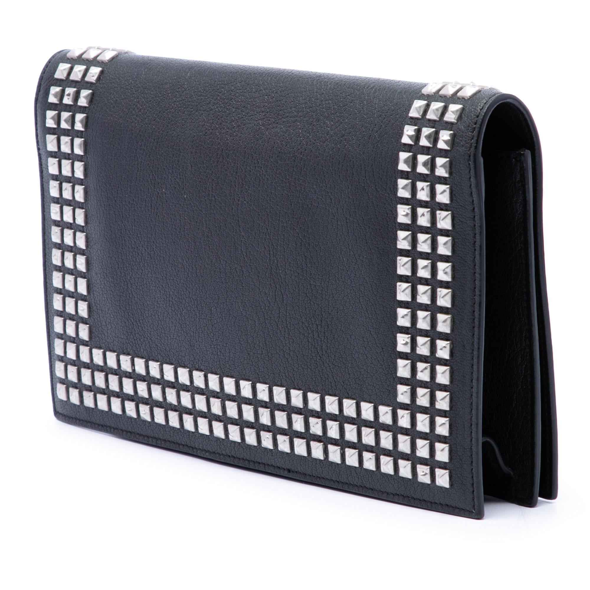 Saint Laurent Studded Leather Monogram Clutch