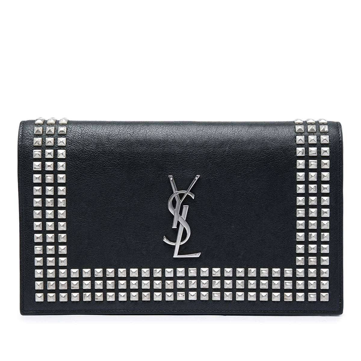 Saint Laurent Studded Leather Monogram Clutch