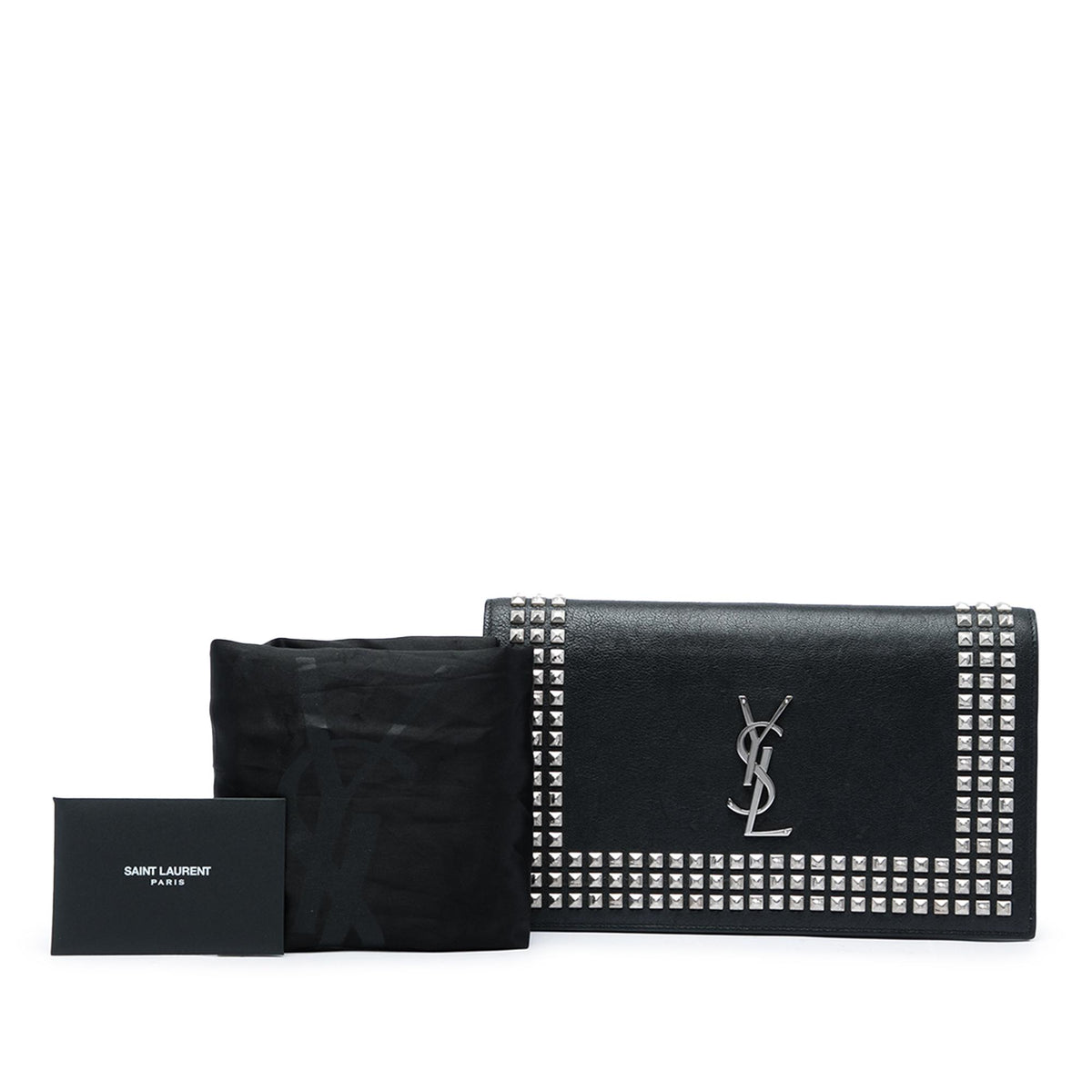 Saint Laurent Studded Leather Monogram Clutch