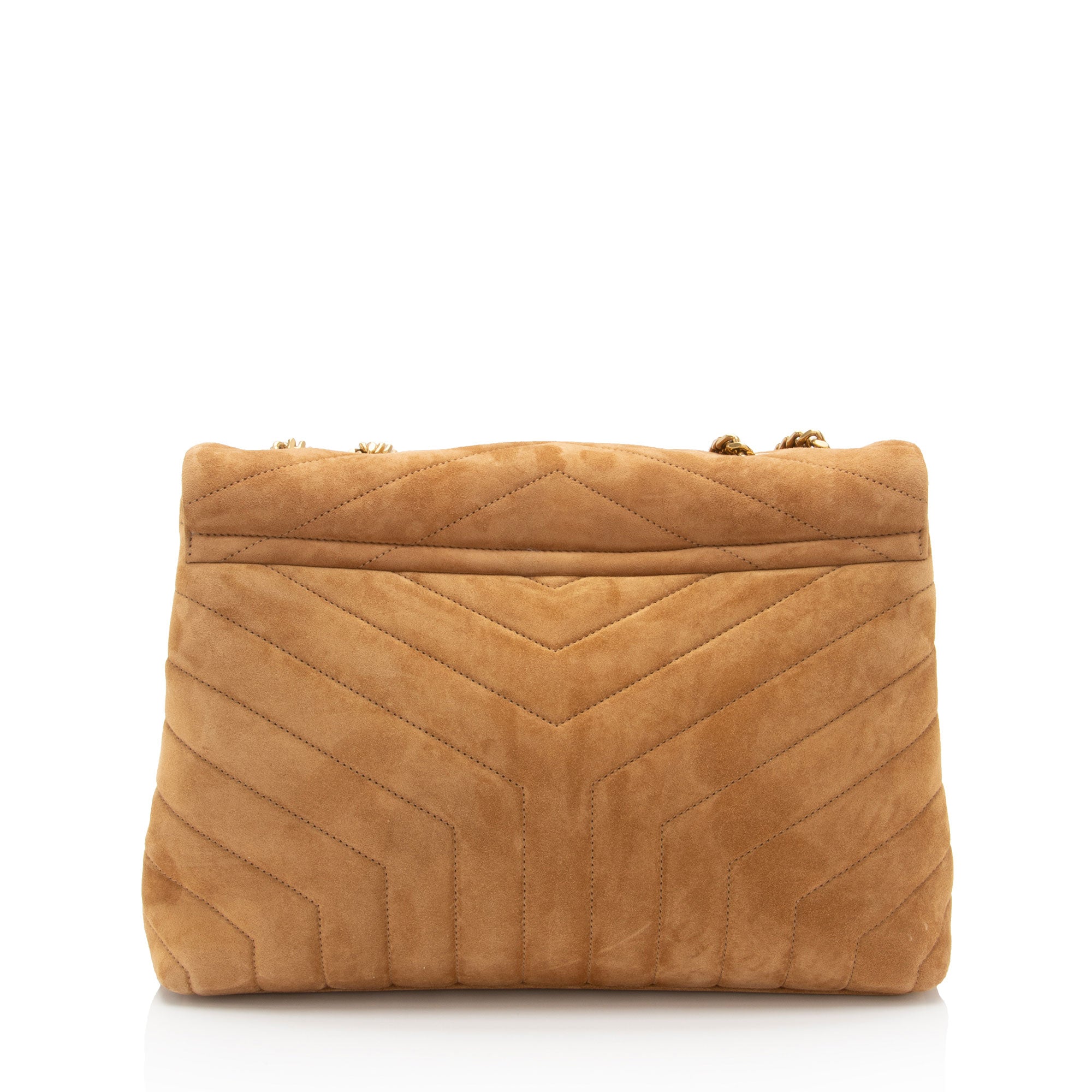 Saint Laurent Suede Monogram LouLou Chain Medium Shoulder Bag (SHF-KL7XZO)