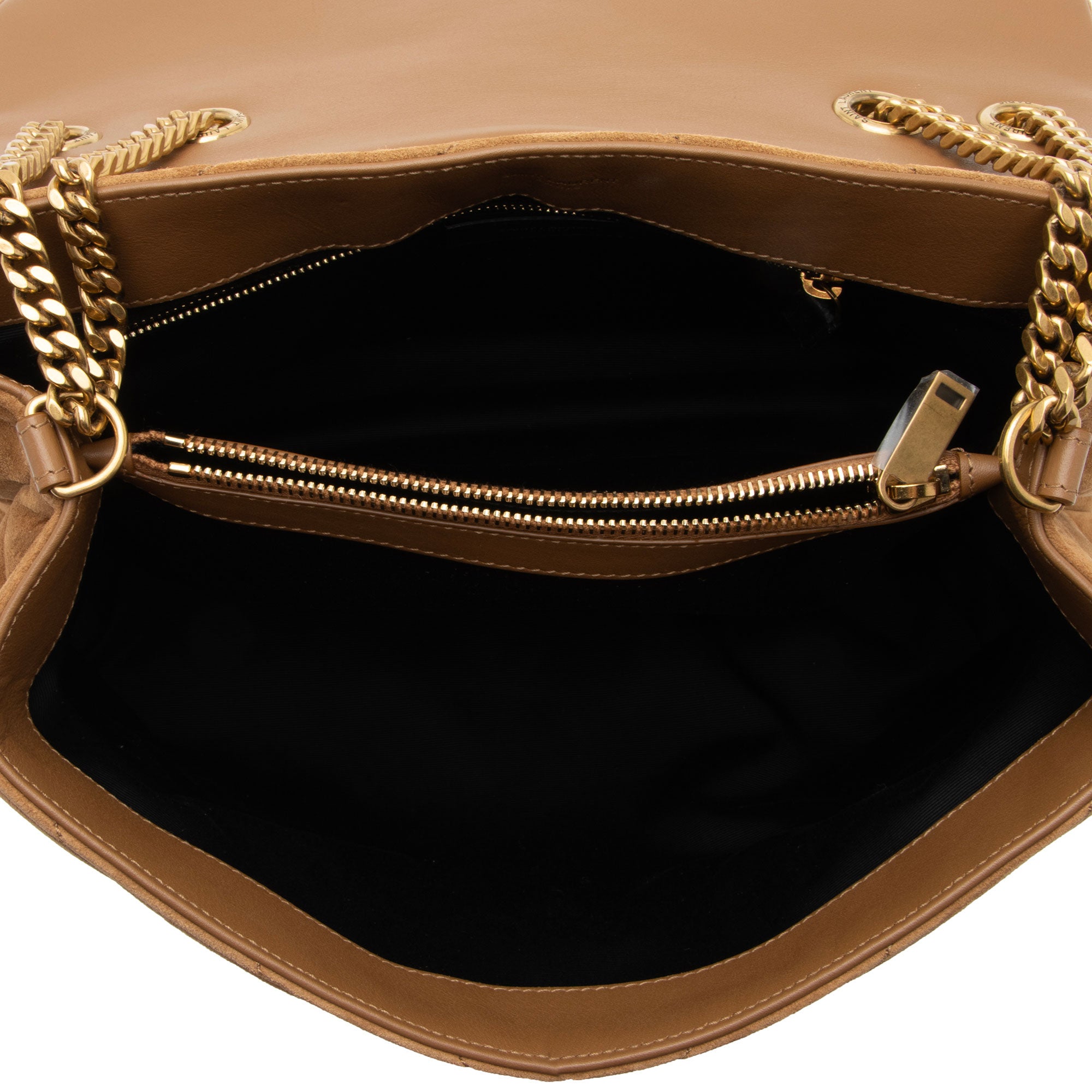 Saint Laurent Suede Monogram LouLou Chain Medium Shoulder Bag (SHF-KL7XZO)