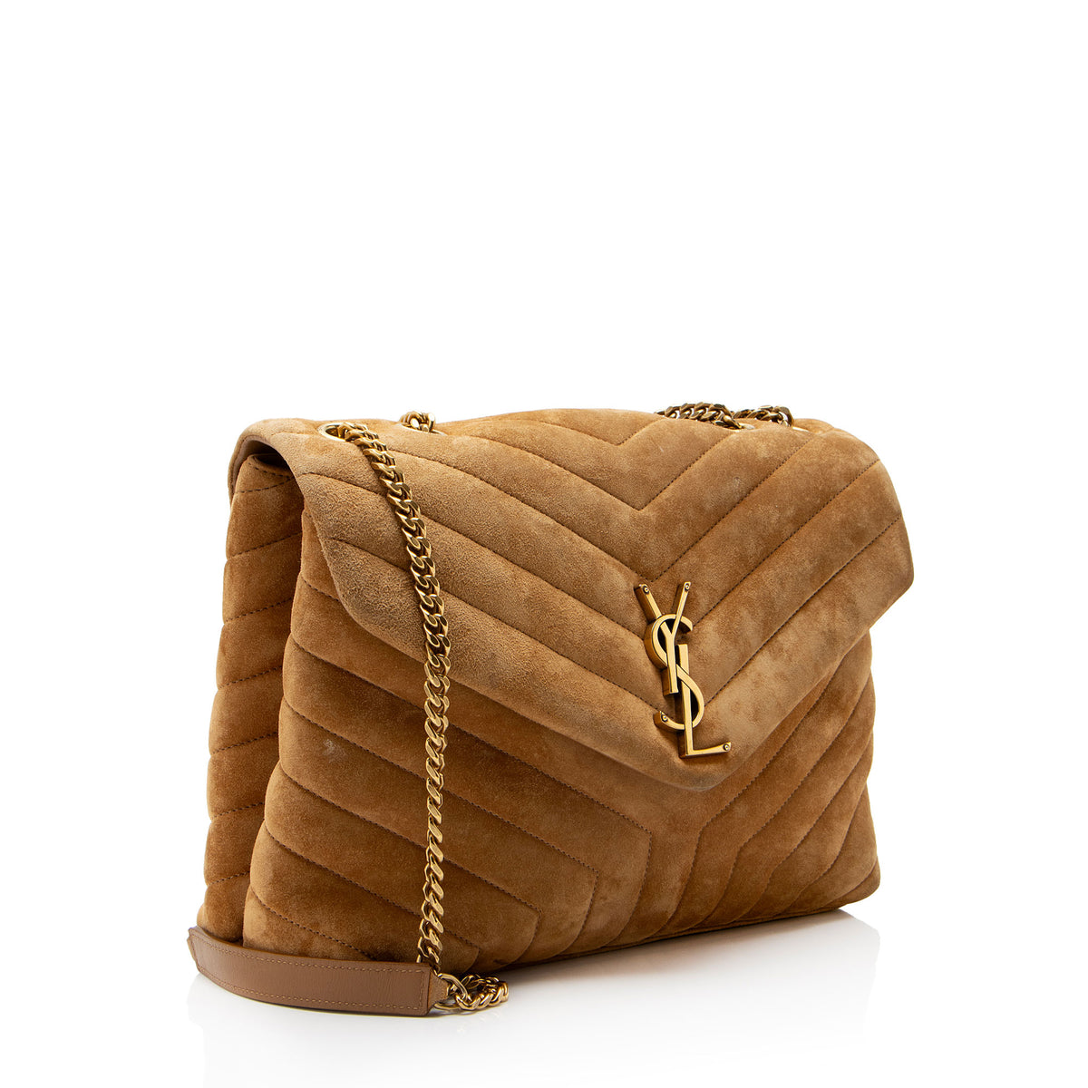 Saint Laurent Suede Monogram LouLou Chain Medium Shoulder Bag