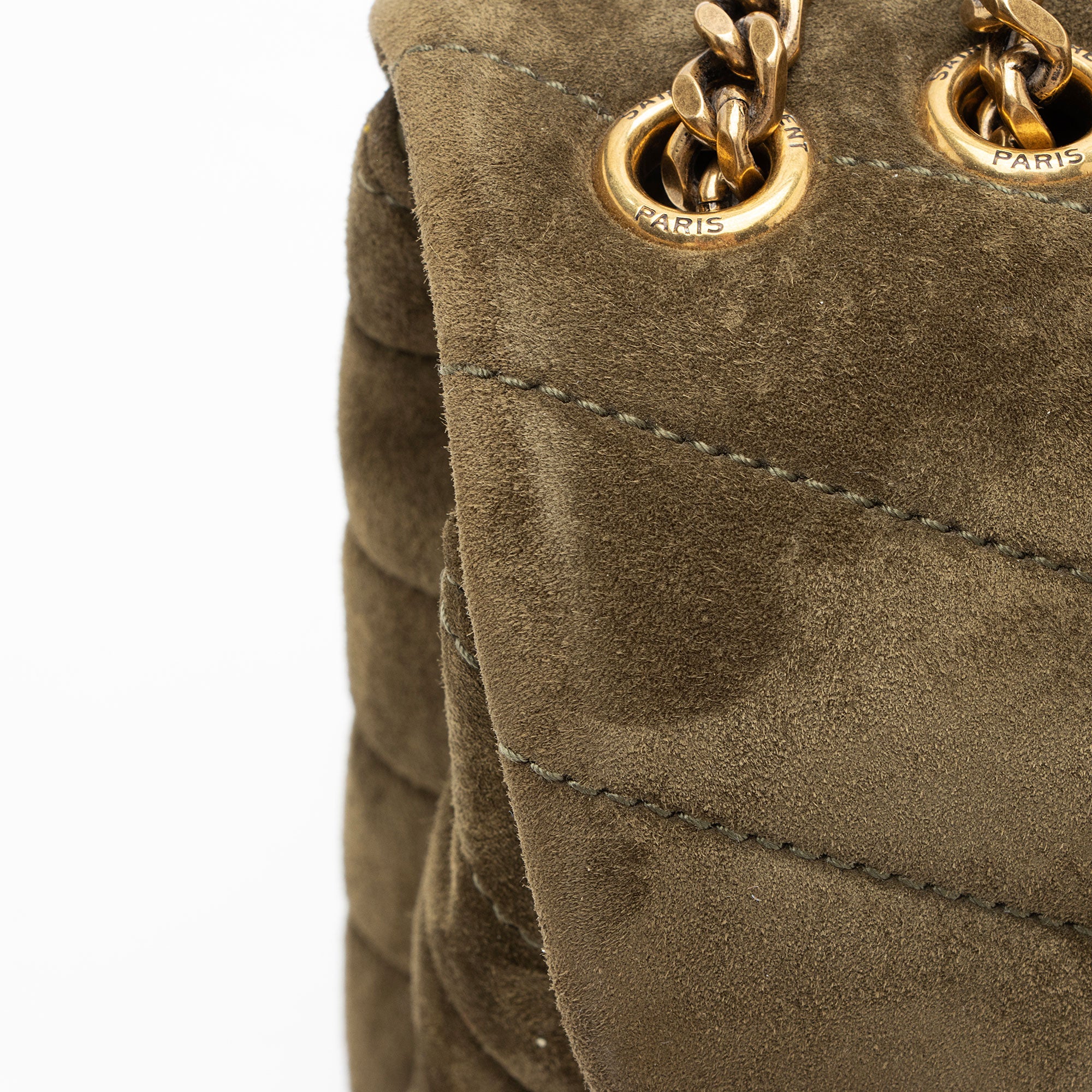 Saint Laurent Suede Monogram LouLou Chain Small Crossbody