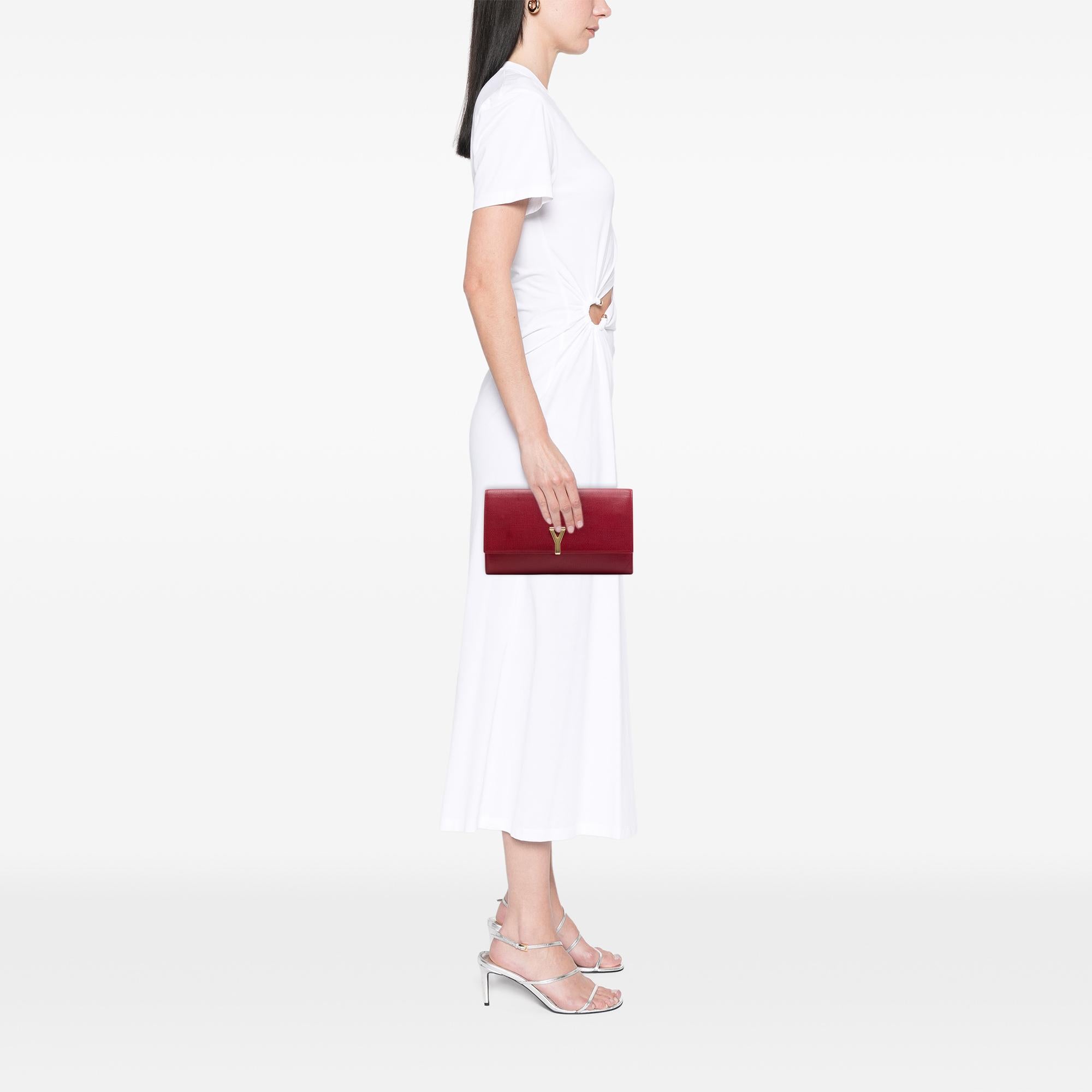 Saint Laurent Textured Leather Chyc Ligne Clutch