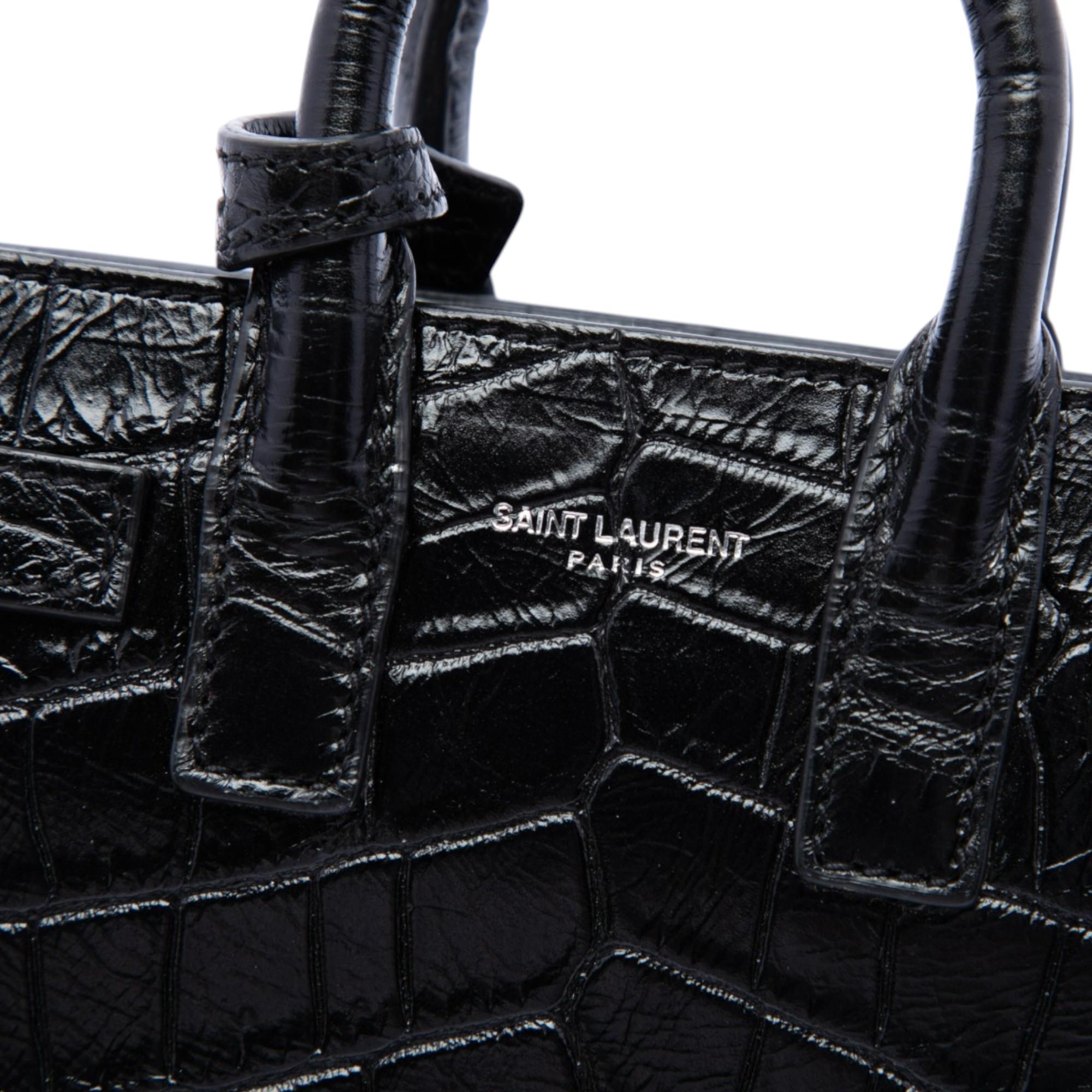 Saint Laurent Toy Croc Embossed Leather Sac De Jour Satchel