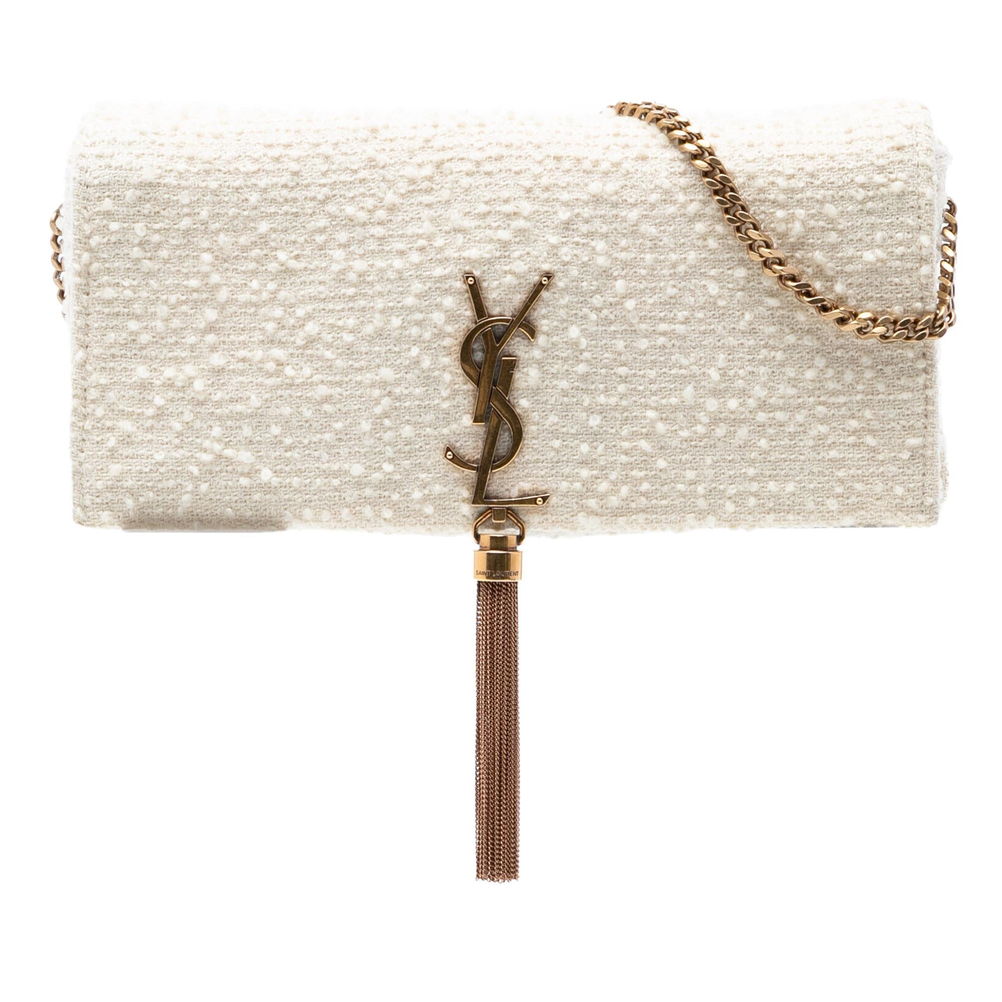 Saint Laurent Tweed Monogram Kate 99 Tassel Bag