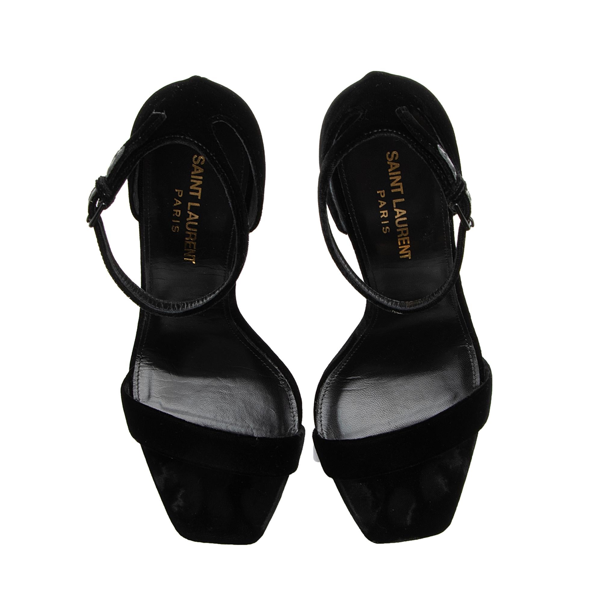 Saint Laurent Velvet Amber Sandals - Size 7 / 37 (SHF-23277)