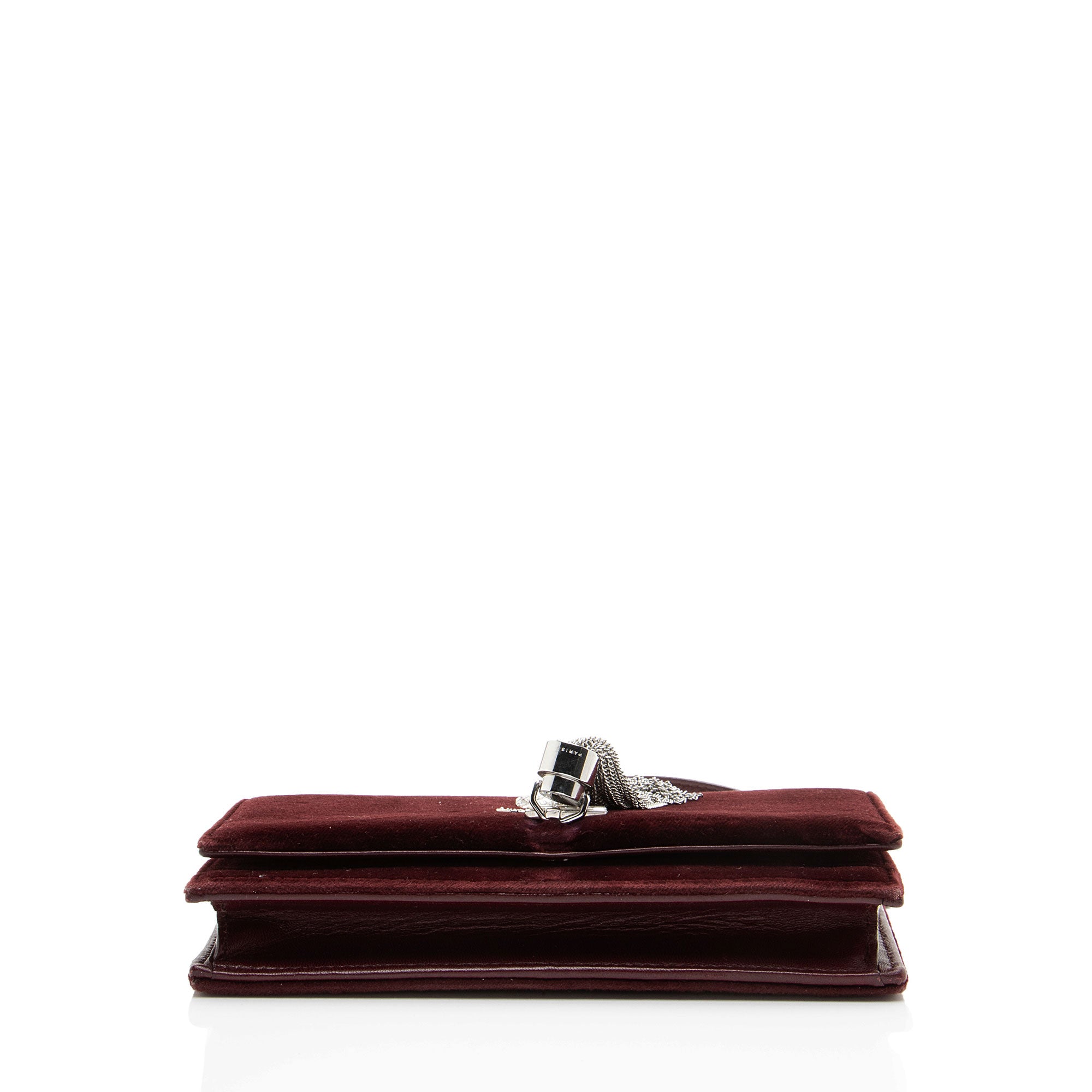 Saint Laurent Velvet Crystal Monogram Kate Tassel Chain Wallet