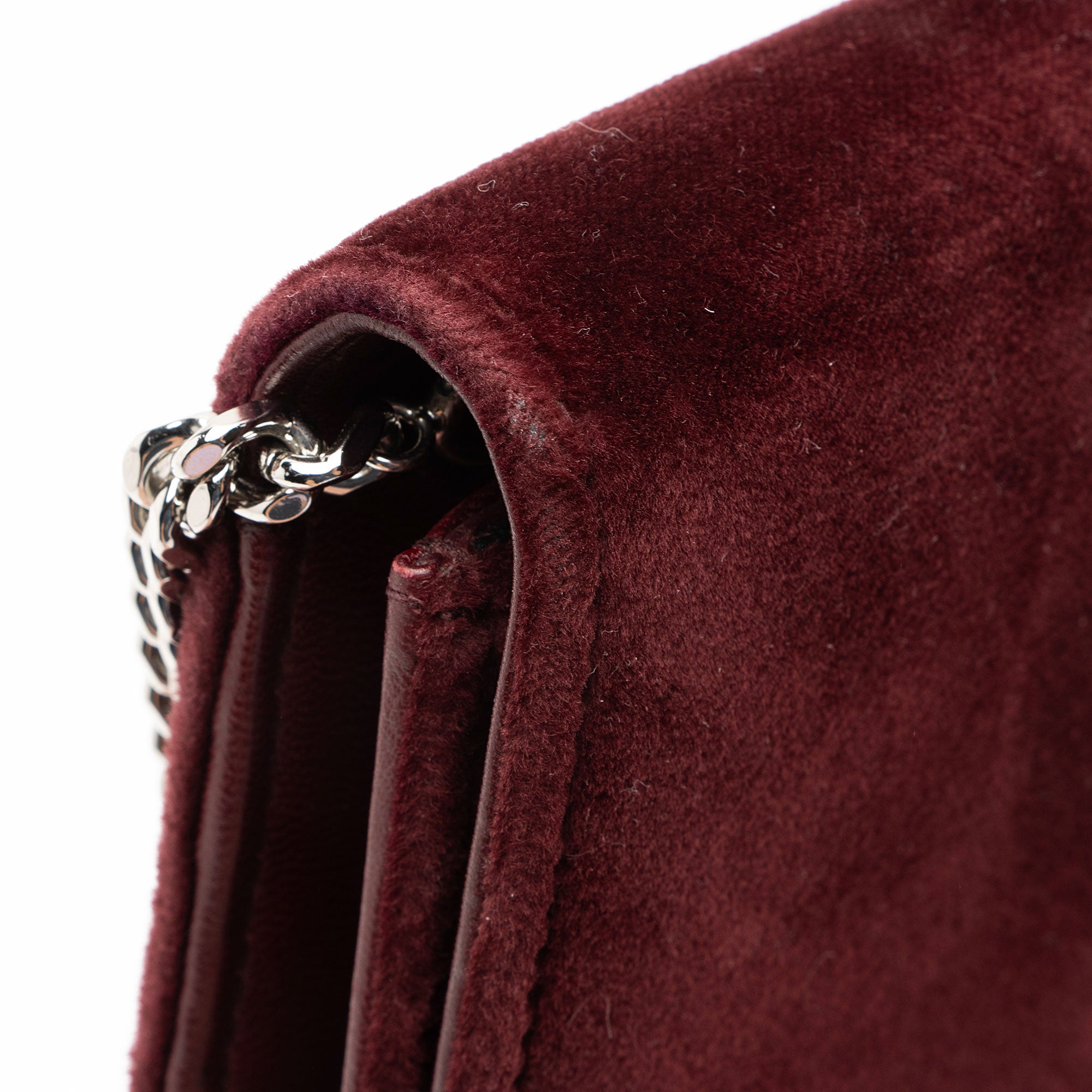 Saint Laurent Velvet Crystal Monogram Kate Tassel Chain Wallet