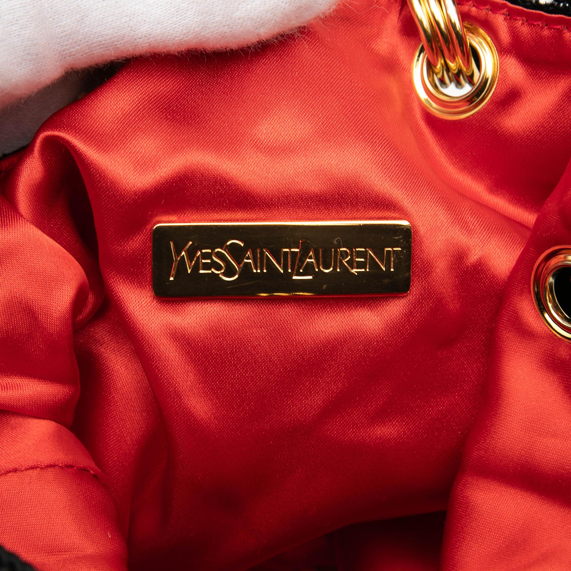 Saint Laurent Velvet Tassel Drawstring Bucket Bag