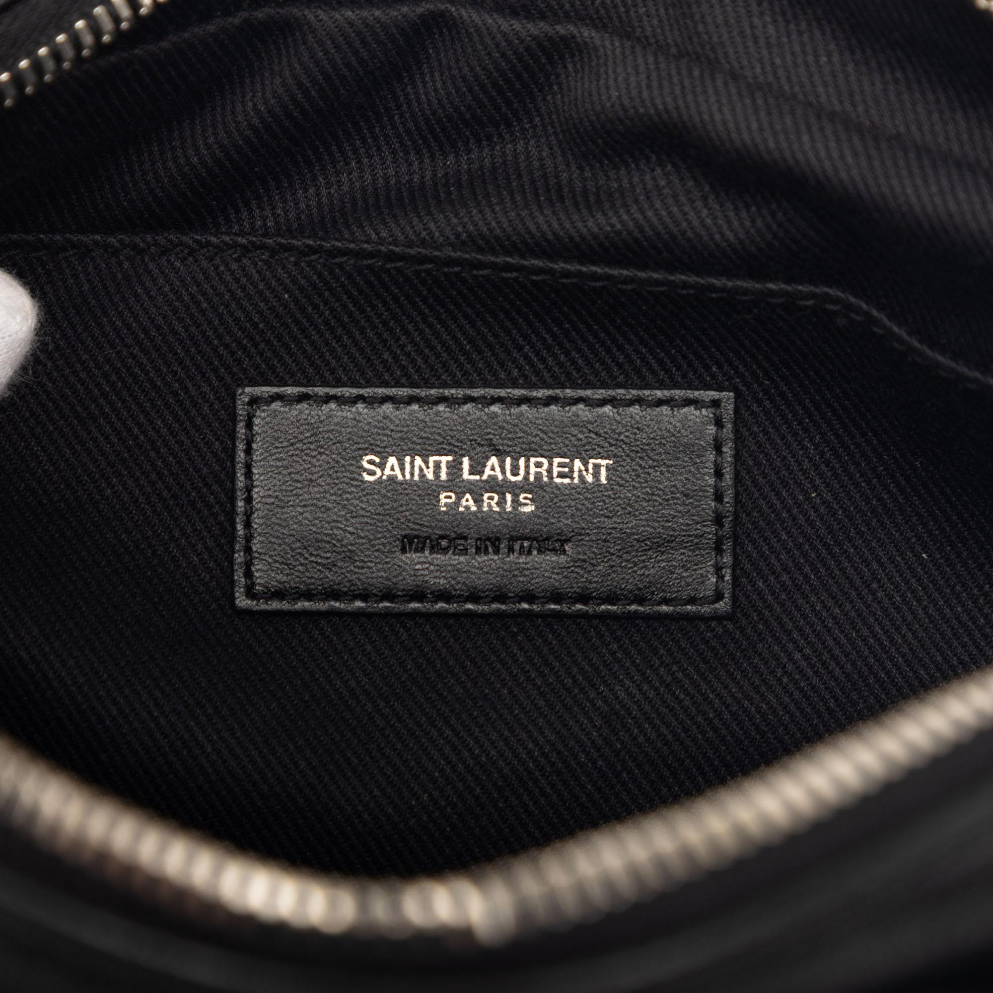 Saint Laurent Woven Raffia and Leather Lou Camera Bag
