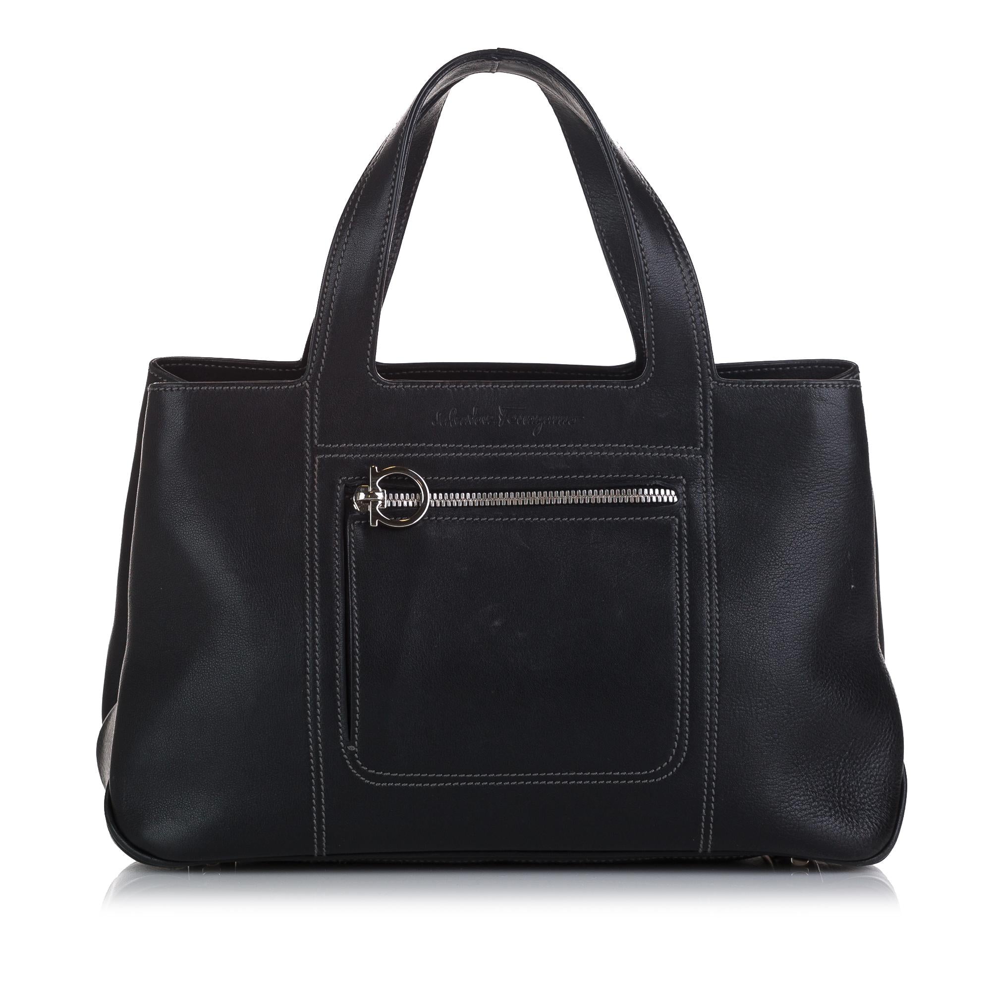 Salvatore Ferragamo Calf Leather Handbag (SHG-35898)