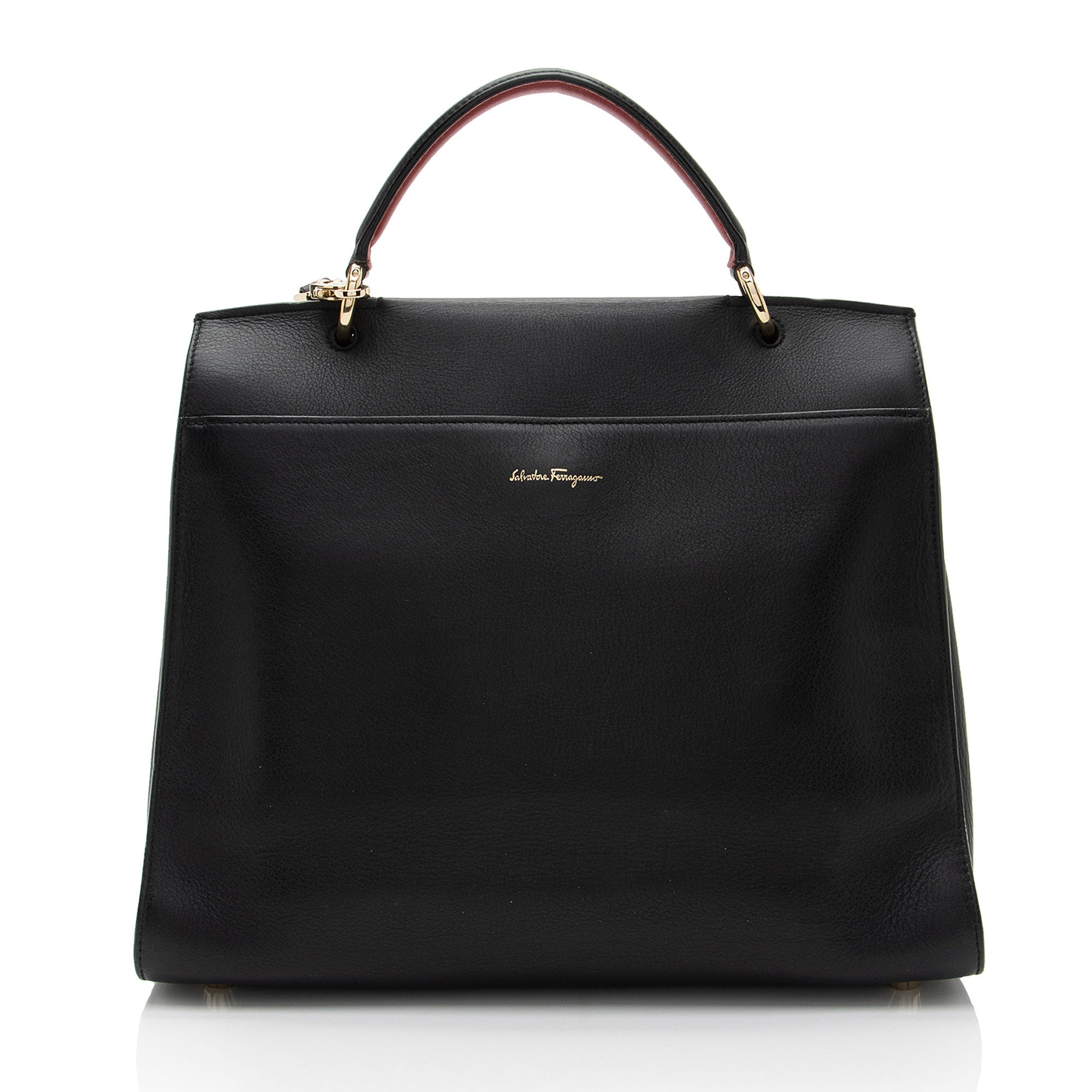 Salvatore Ferragamo Calfskin Jet Set Large Top Handle (SHF-VwIECE)