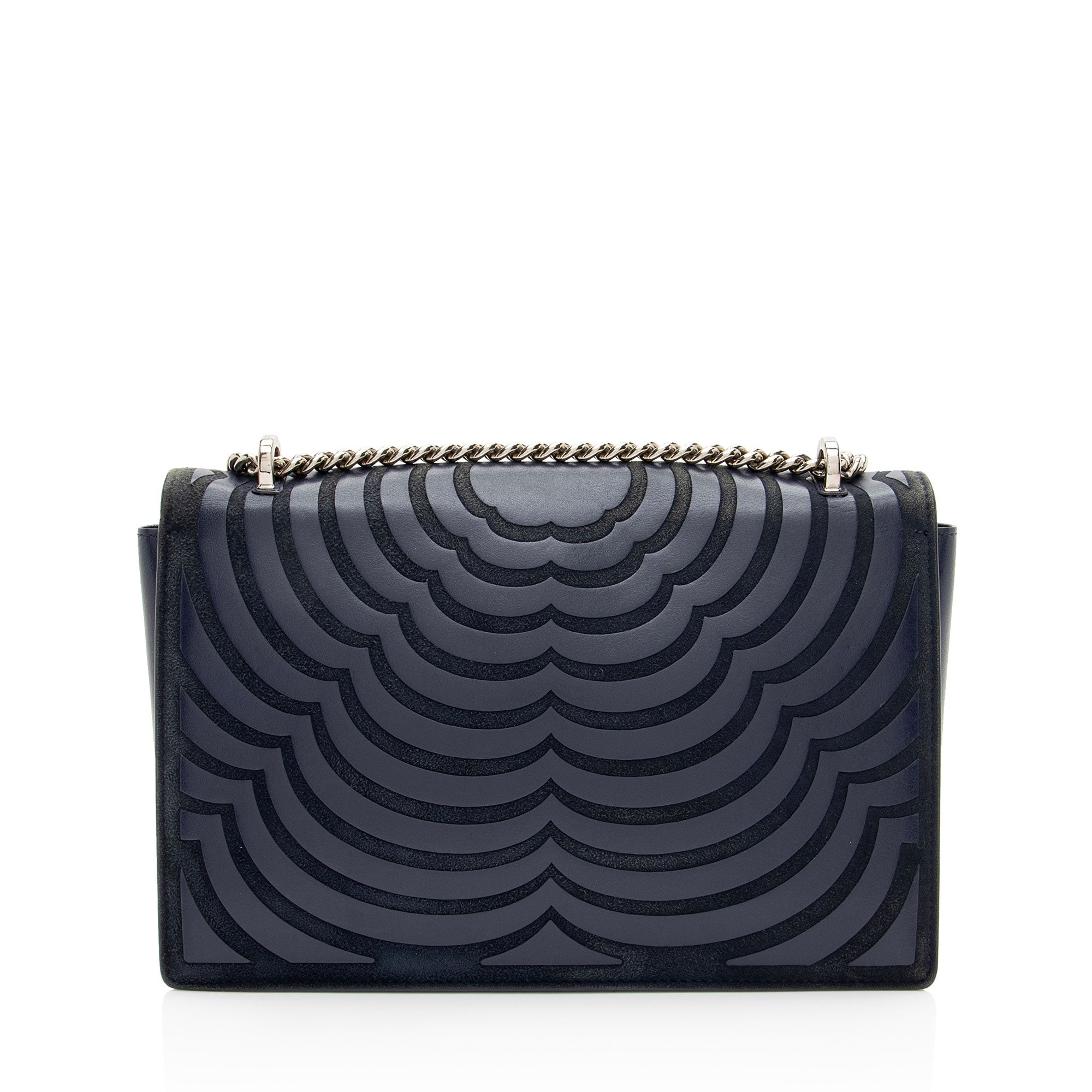 Ferragamo Calfskin Suede Vara Bow Chain Flap Bag