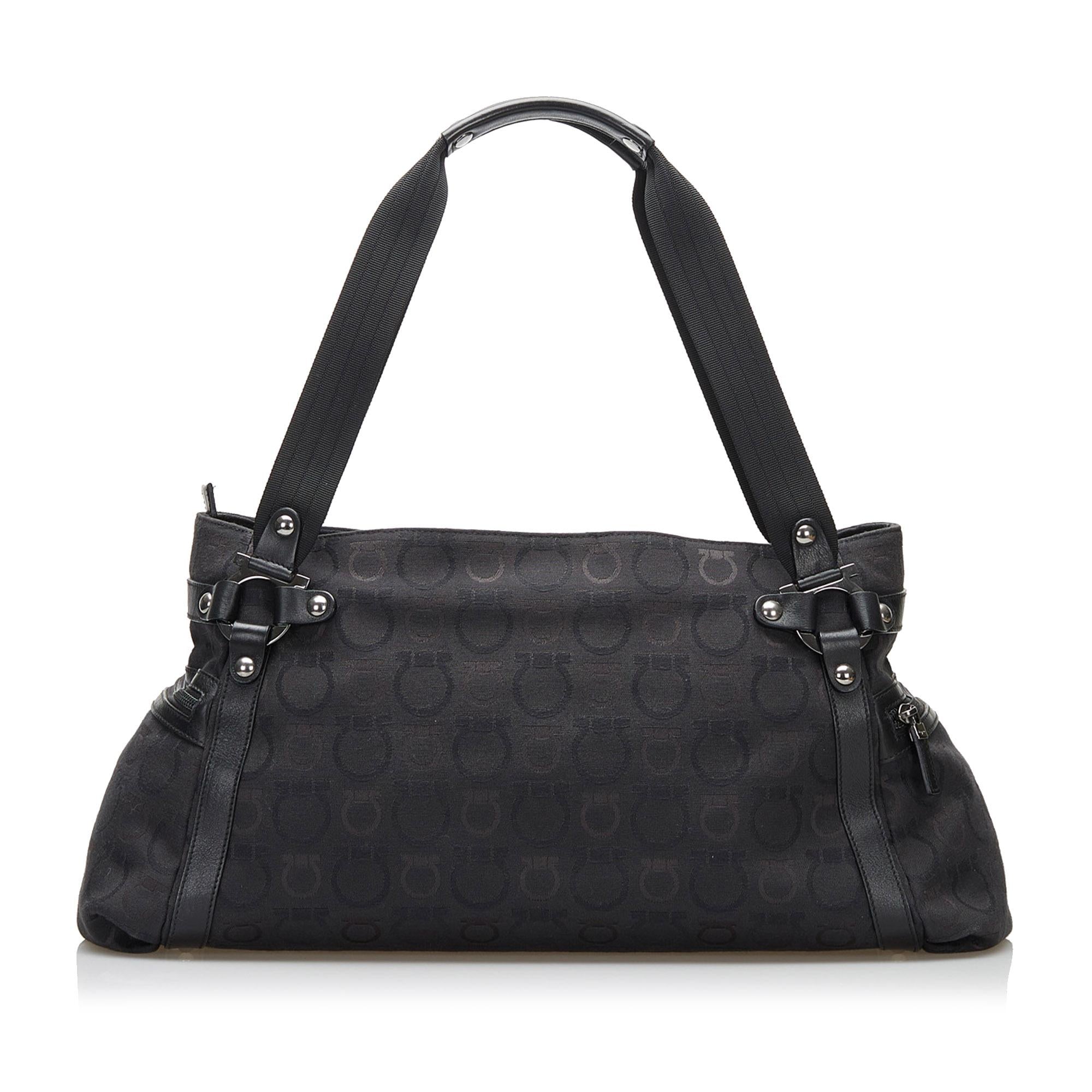 Salvatore Ferragamo Ganchini Logo Canvas Shoulder Bag (SHG-36585)