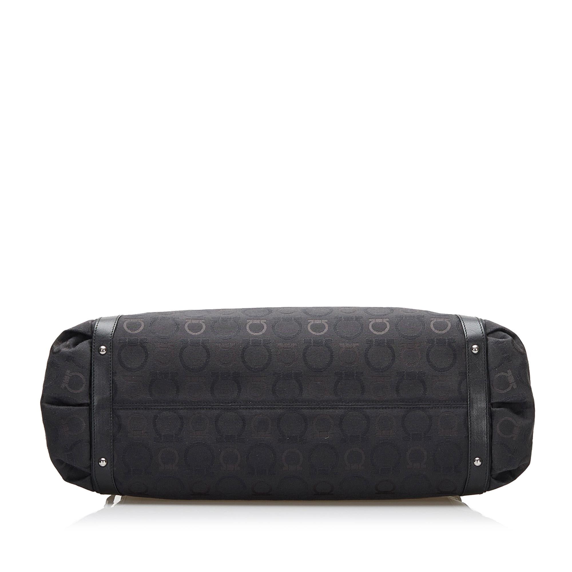 Salvatore Ferragamo Ganchini Logo Canvas Shoulder Bag (SHG-36585)