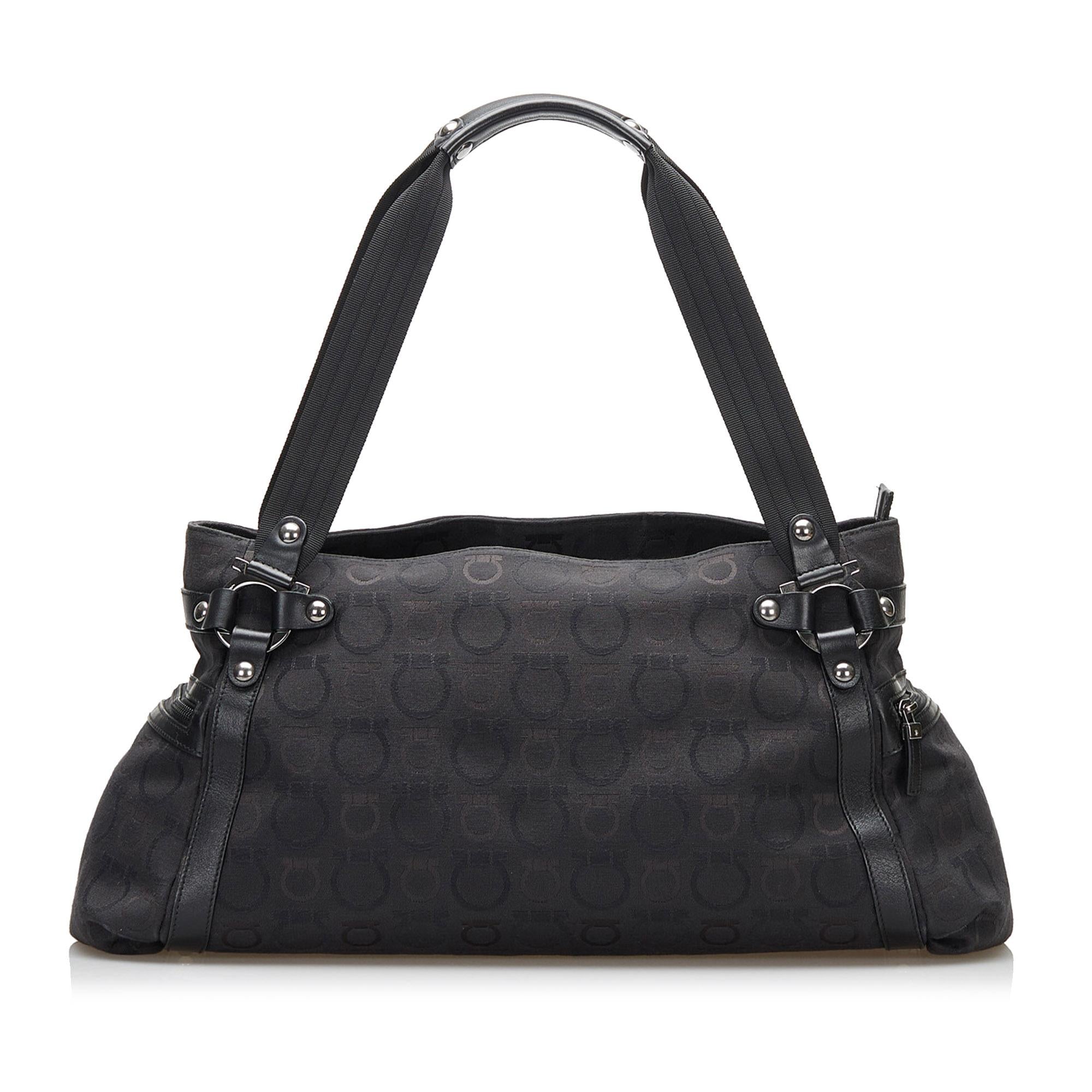 Salvatore Ferragamo Ganchini Logo Canvas Shoulder Bag (SHG-36585)